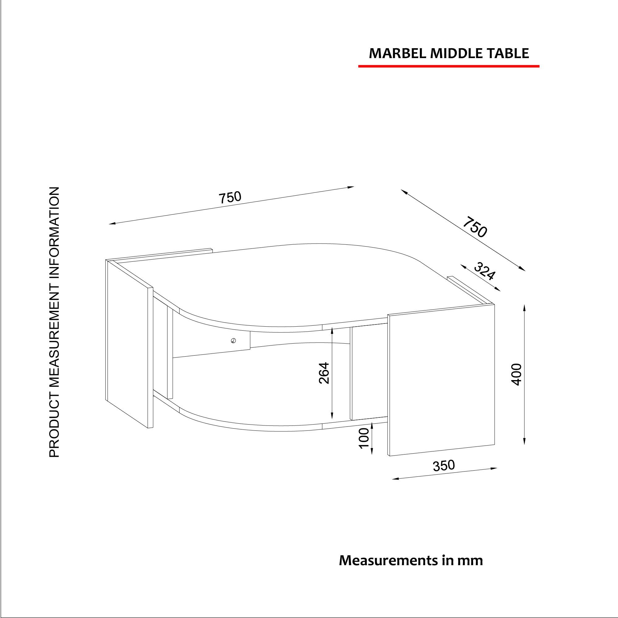 moebel17 Couchtisch Couchtisch Marbel Walnuss Marmor Optik (Einzelmöbel, 1- günstig online kaufen