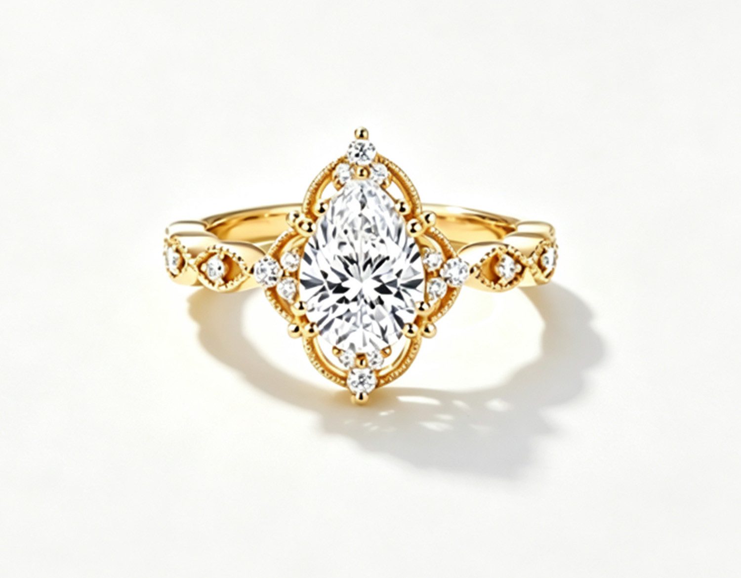 Jumpeak Verlobungsring Diamantring, Verlobungsring, Ring mit einem Diamanten, 1ct/2ct D VS1, 14K Gelbgold 2EX Verlobungsfeier, Jahrestag, Geburtstagsgeschenk