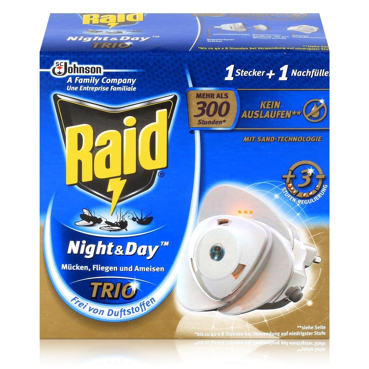 Raid Insektenfalle Raid Night & Day Trio Insekten Stecker & Nachfüller, gegen Mücken, Fli