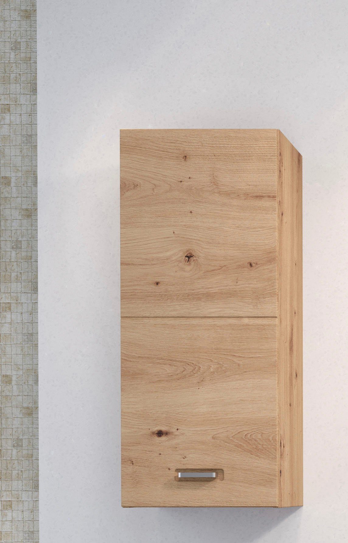 welltime Hängeschrank Guardo Badschrank in Echtholzoptik - Tür mit innenseitigen Spiegel