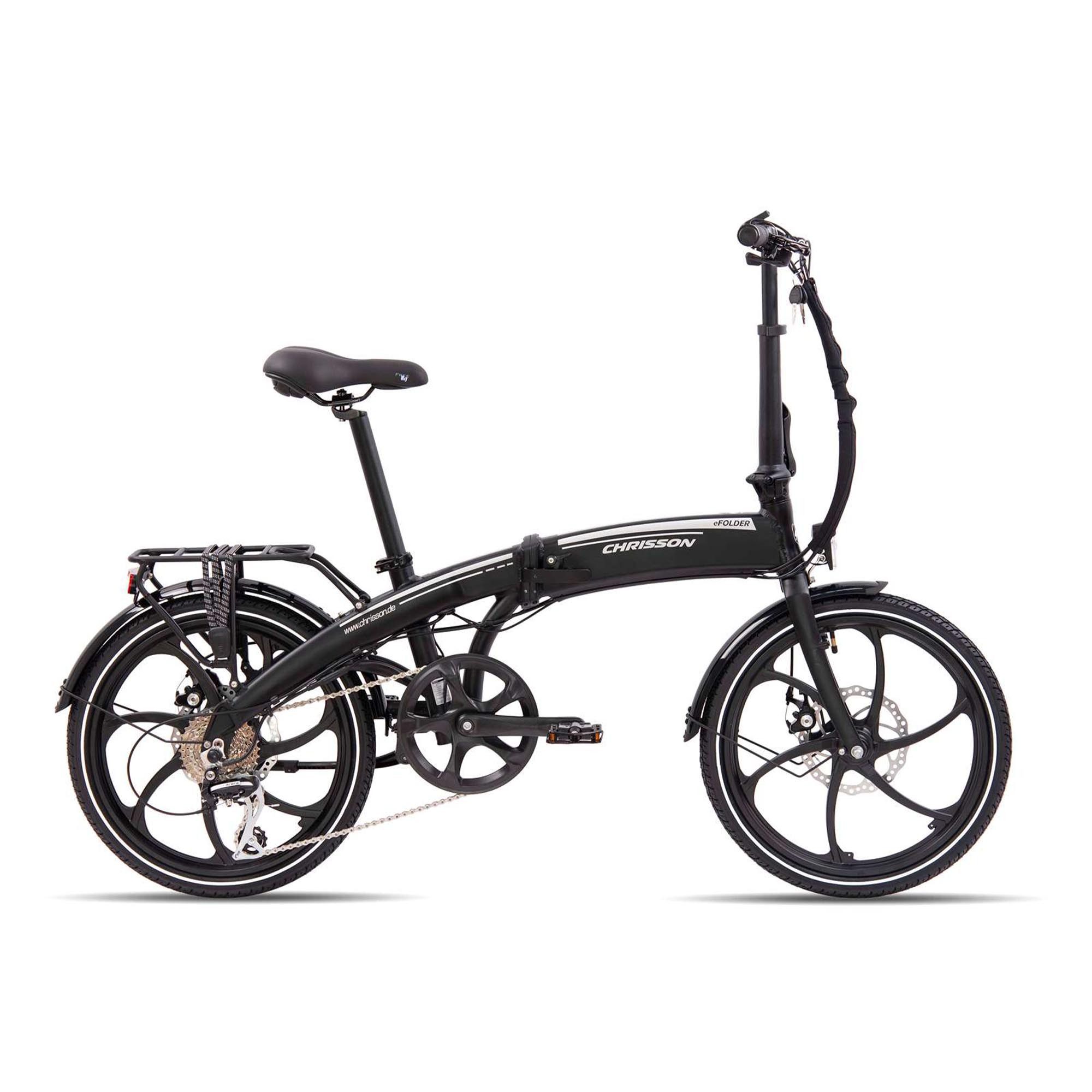 Chrisson E-Bike Faltrad EFolder, 8 Gang Shimano Acera M360 Schaltwerk, Kettenschaltung, Heckmotor, 360 Wh, E Bike Klapprad Damen Herren 150 - 195 cm Pedelec 20 Zoll 8 Gänge