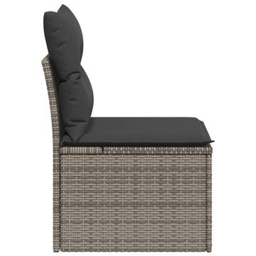 vidaXL Loungesofa Gartensofa ohne Armlehnen mit Kissen Grau Poly Rattan