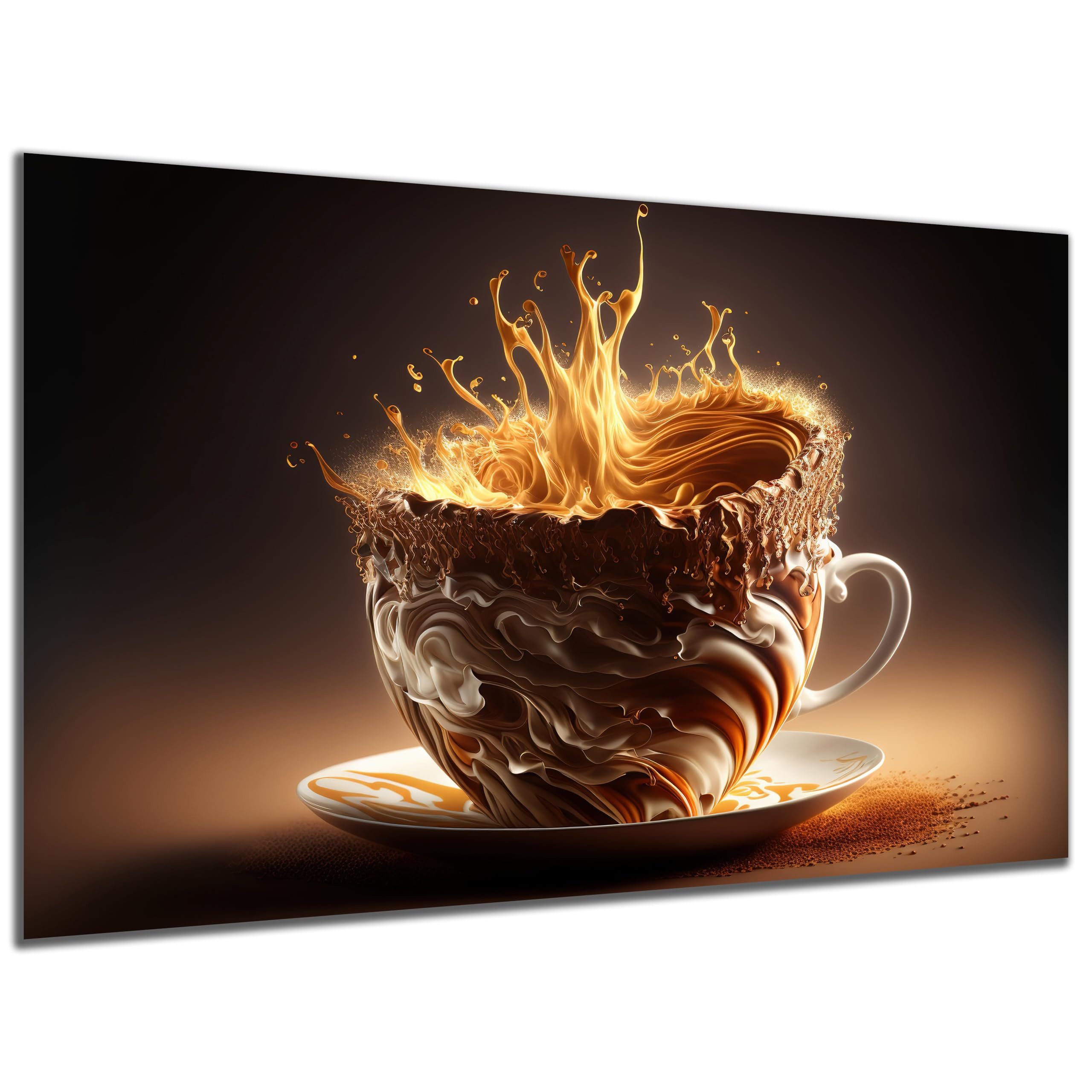 DARO Design Wandbild Küchenbilder Lustig Wandbilder Wand Deko Bilder Leinwandbild, (Crazy Kaffee-Tasse - Bild klein Küche Esszimmer Wohnzimmer Flur Einteilig Querformat Fotodruck Küchenhumor), 30x20 cm