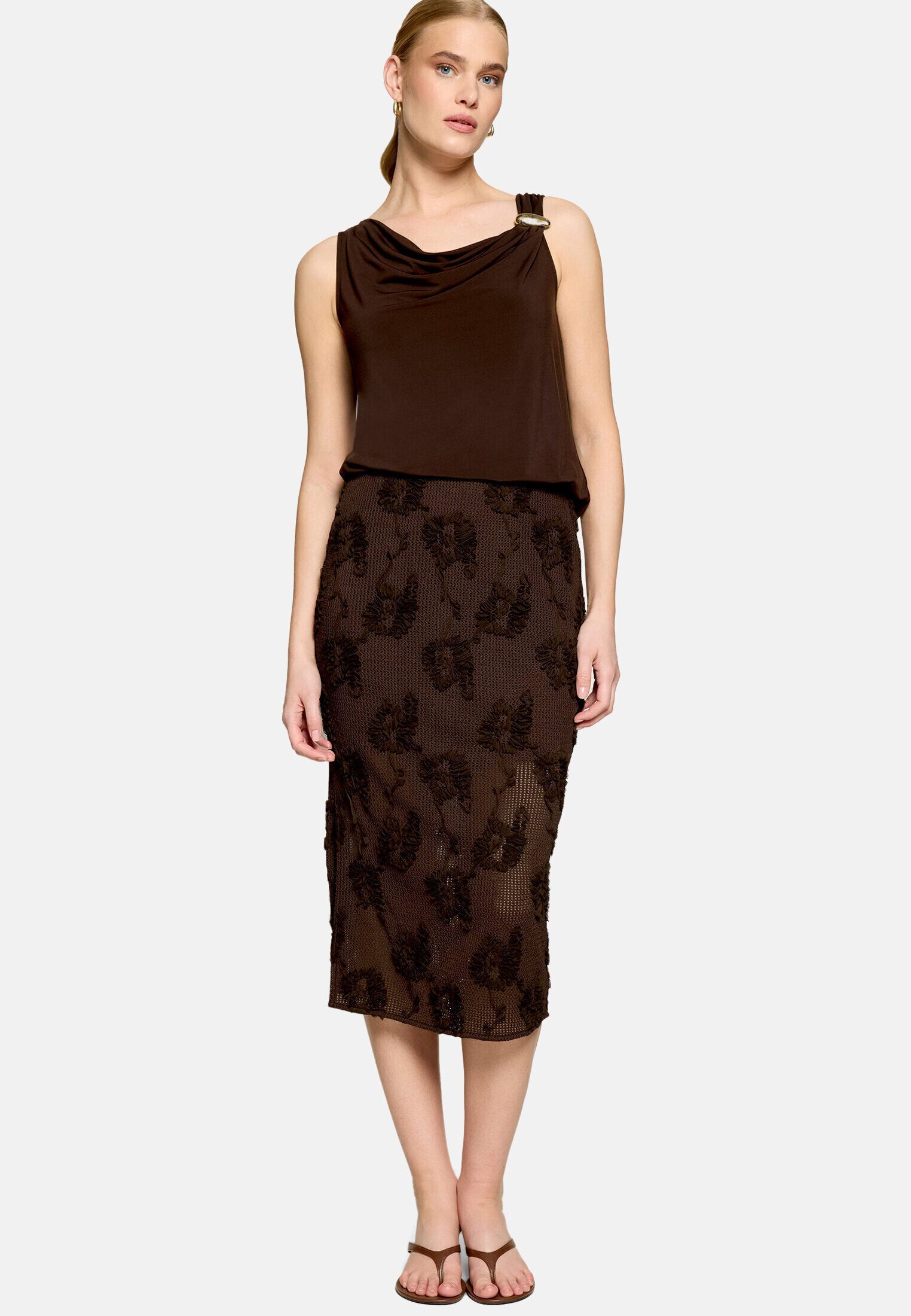 Zero Midirock Damen mit elastischem Bund Material