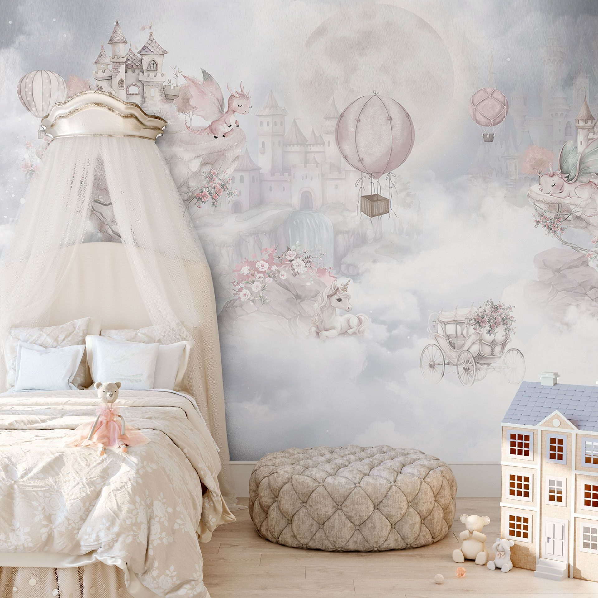 K&L Wall Art Fototapete Kinderzimmer Vliestapete große Fototapete aus Vlies, bedruckt, matt, Kindertapete mit Einhorn, Universum, Feen oder Waldtiere