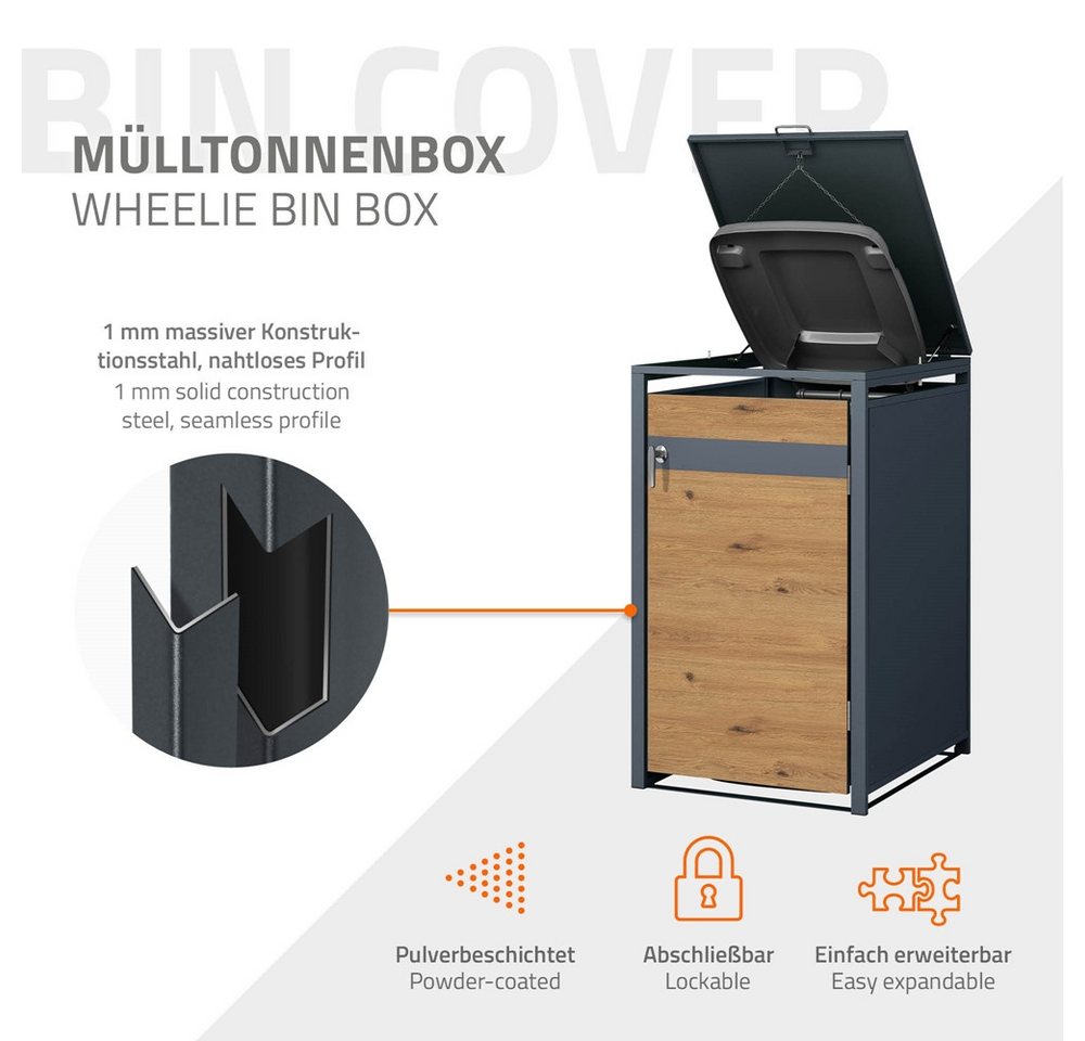 Thumbnail - ML-DESIGN Mülltonnenbox Müllbox aus Stahl wetterfeste Mülltonnen Verkleidung Mülltonnengarage (1 St), Mülltonnencontaine...