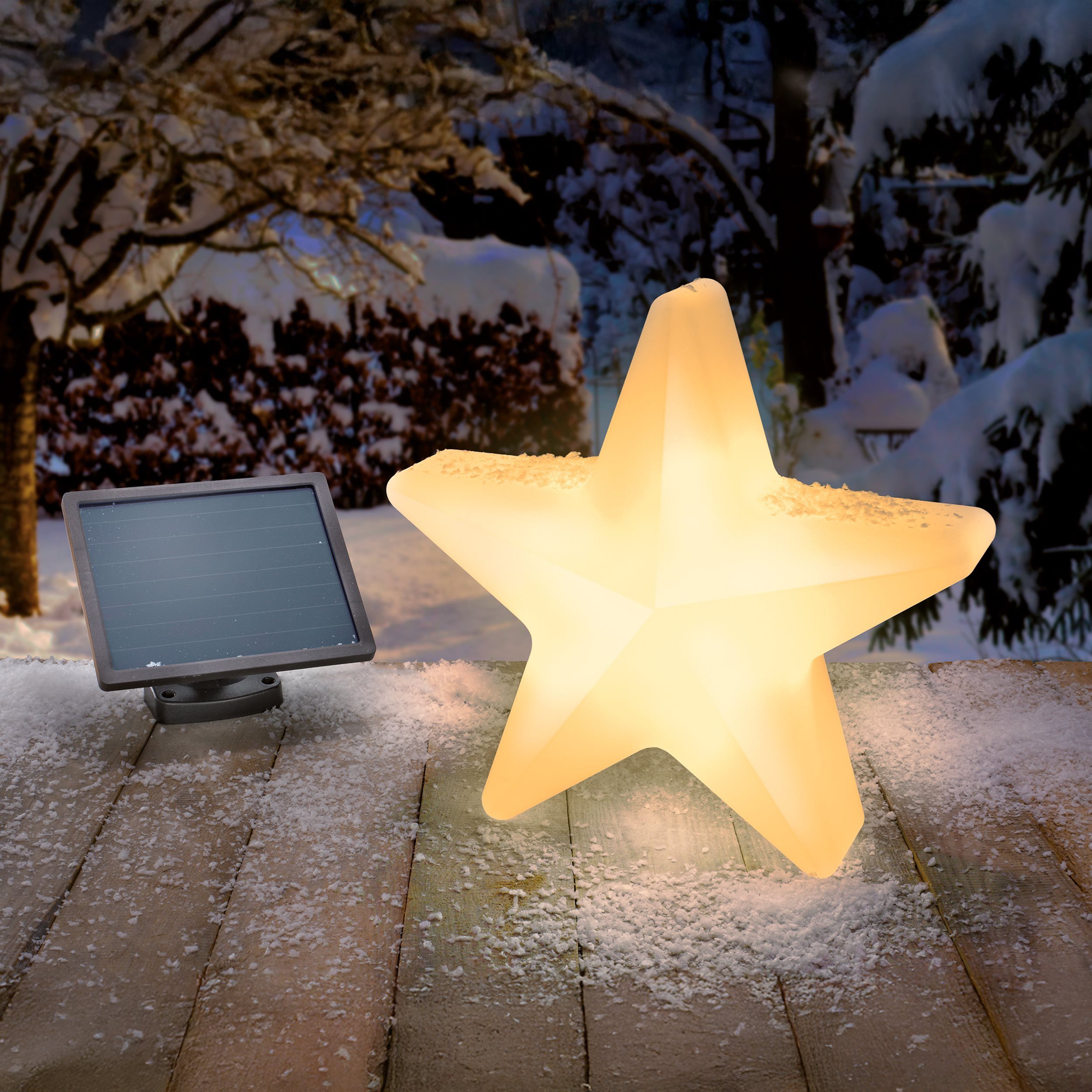esotec LED-Stern für außen Solar Adventsstern Leuchtstern D40cm 12LEDs 6500K 2800K außen 102122, LED fest integriert