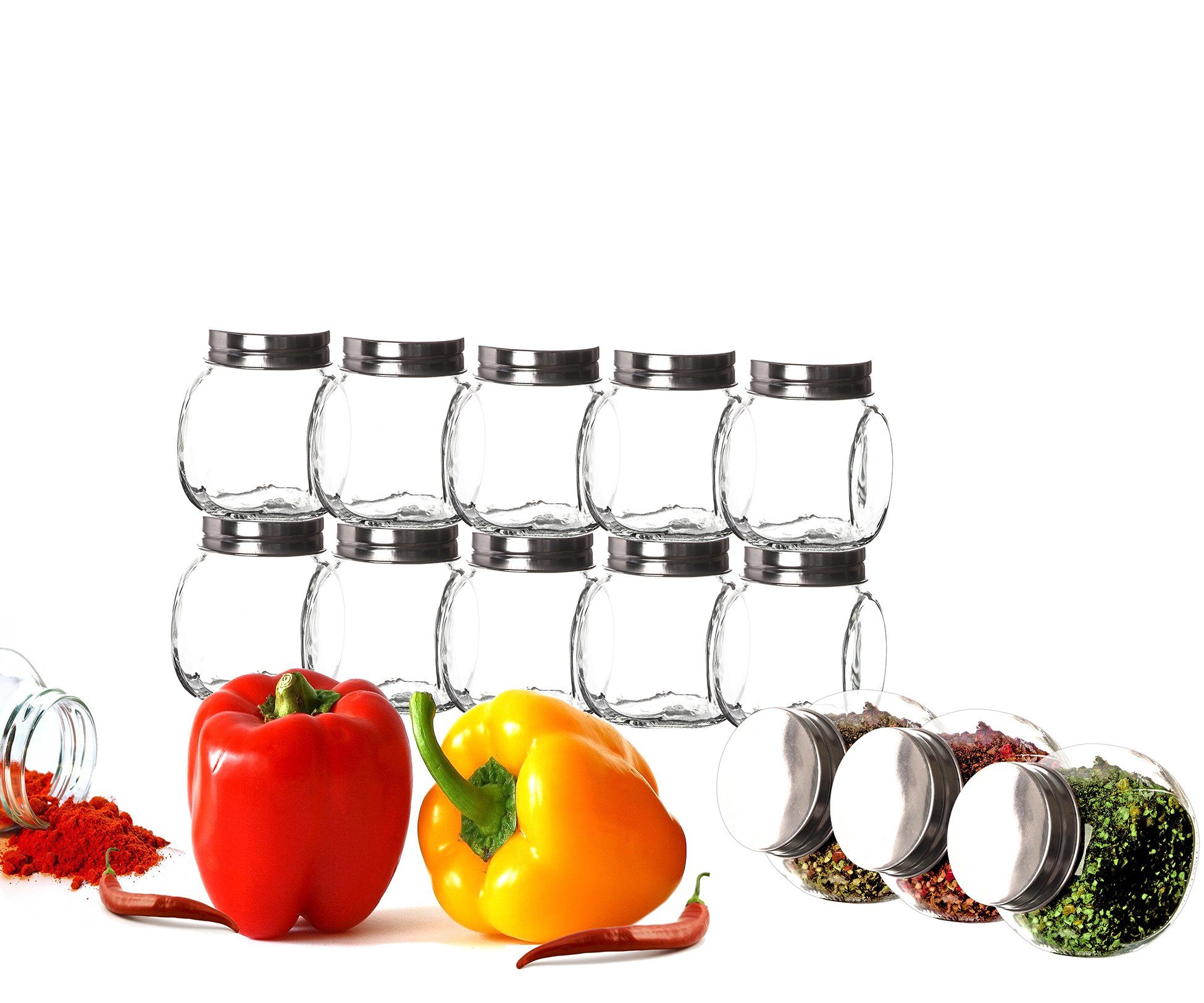 Gewürzbehälter 12x Gewürzgläser 200ml Gewürzdosen Schraubdeckel Luftdicht Vorratsg