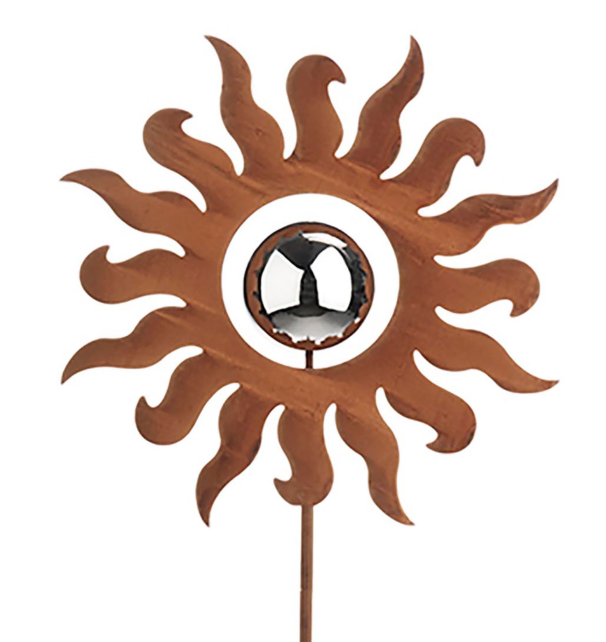Kobolo Gartenstecker Dekostecker FREYA - Sonne in Rostoptik
