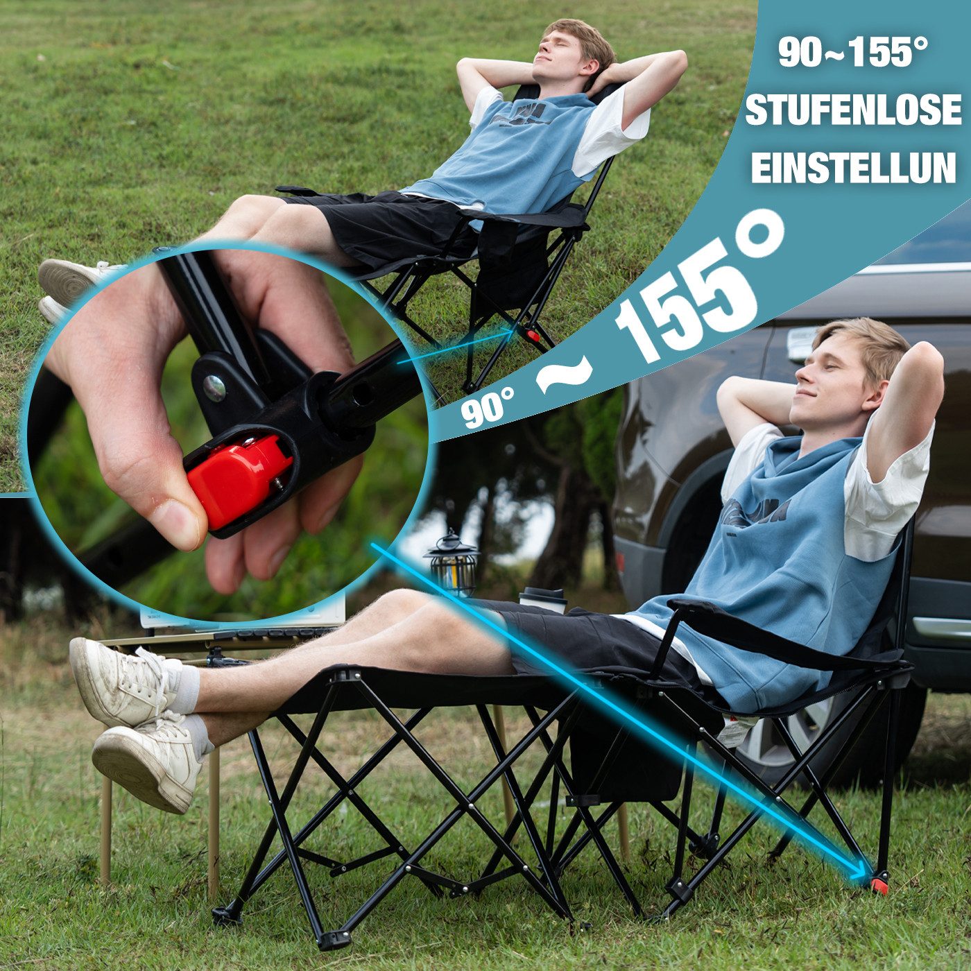 CITYSPORTS Campingstuhl Campingstuhl Faltbar mit Fußablage, Abnehmbare Stra günstig online kaufen