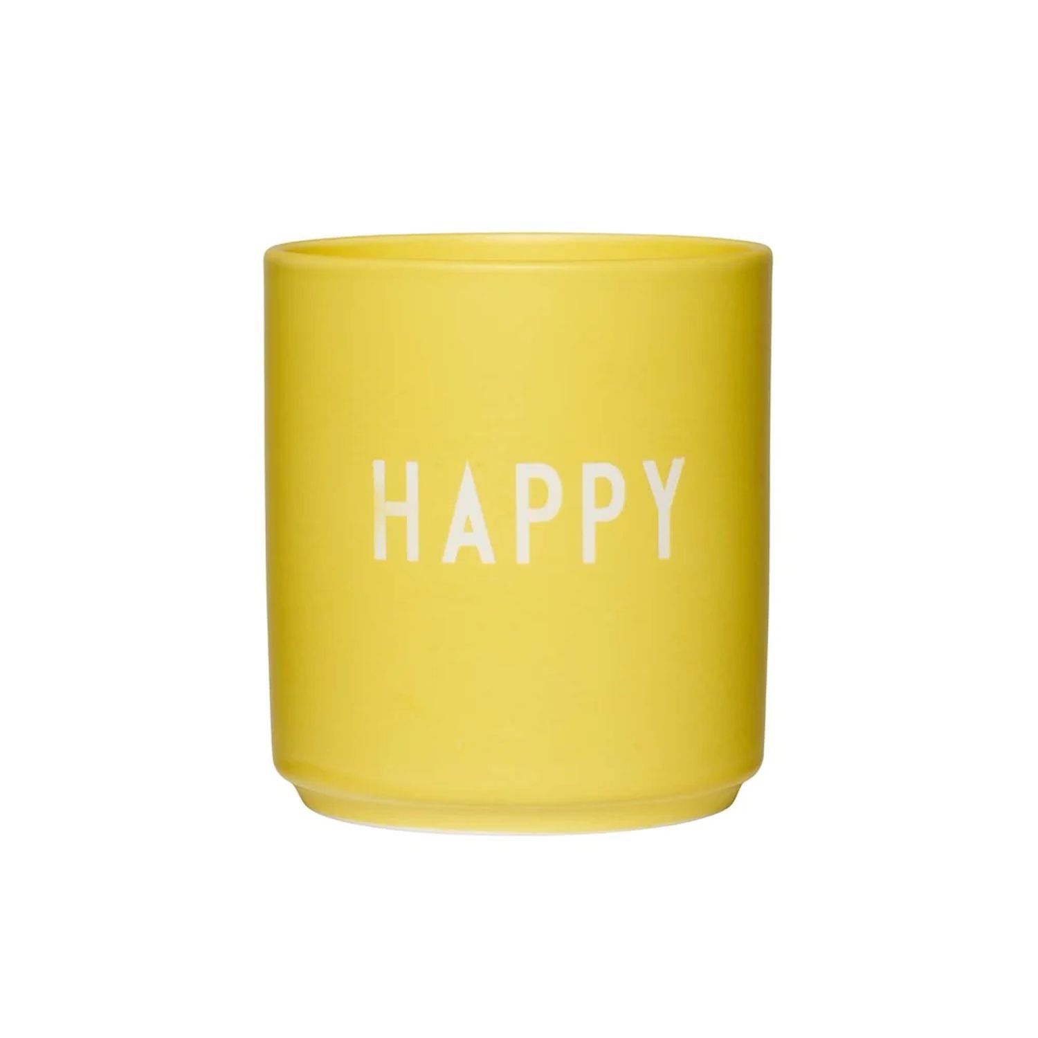 Design Letters Becher Favourite Cup Happy Gelb, Porzellan