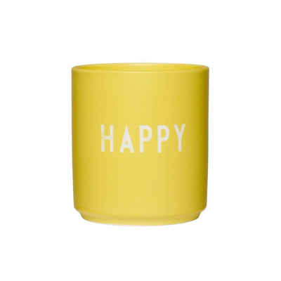 Design Letters Becher Favourite Cup Happy Gelb, Porzellan