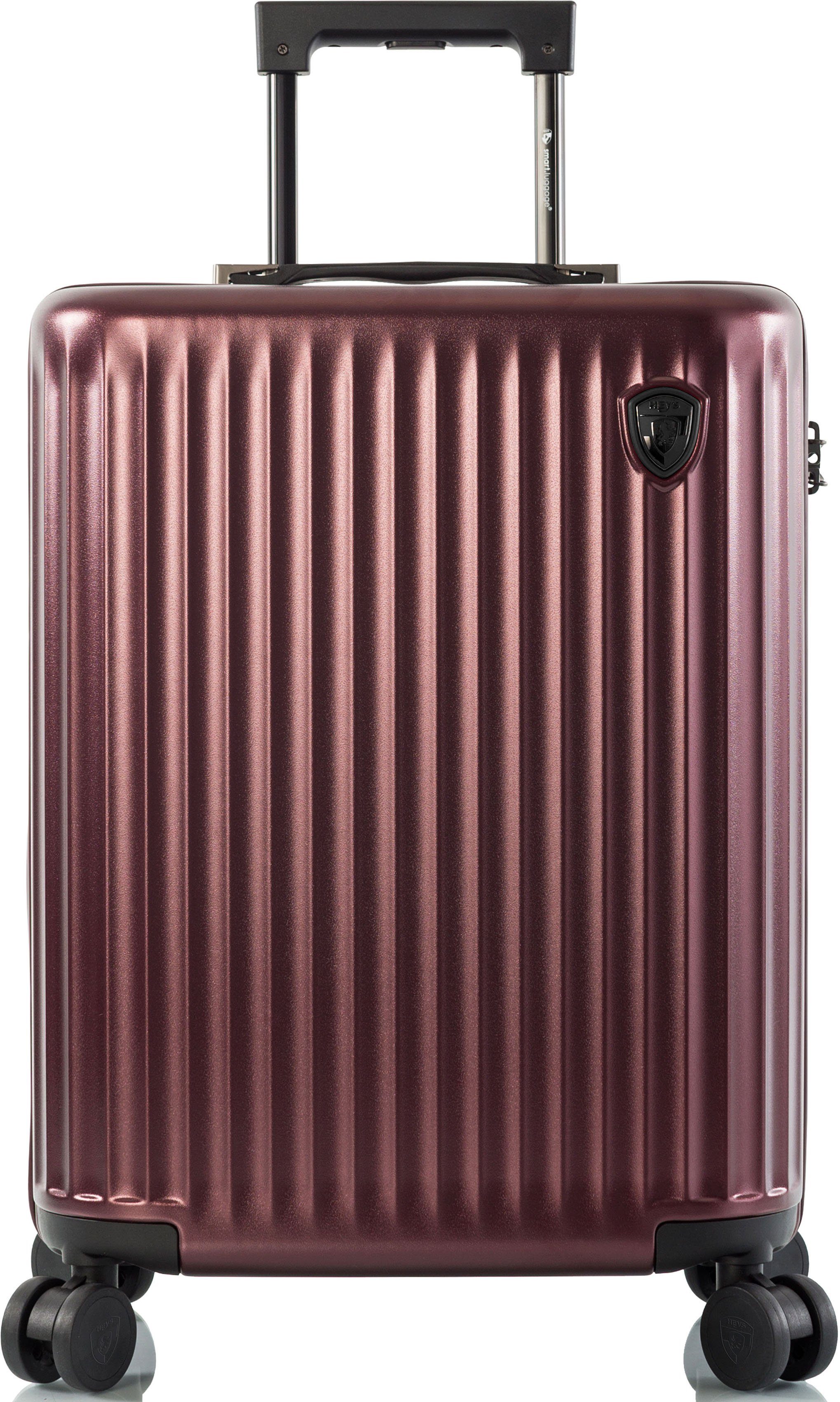 Heys Hartschalen-Trolley Smart Luggage®, 53 cm, Burgund, 4 Rollen, vollständig venetztes High-End-Gepäck mit App-Funktion