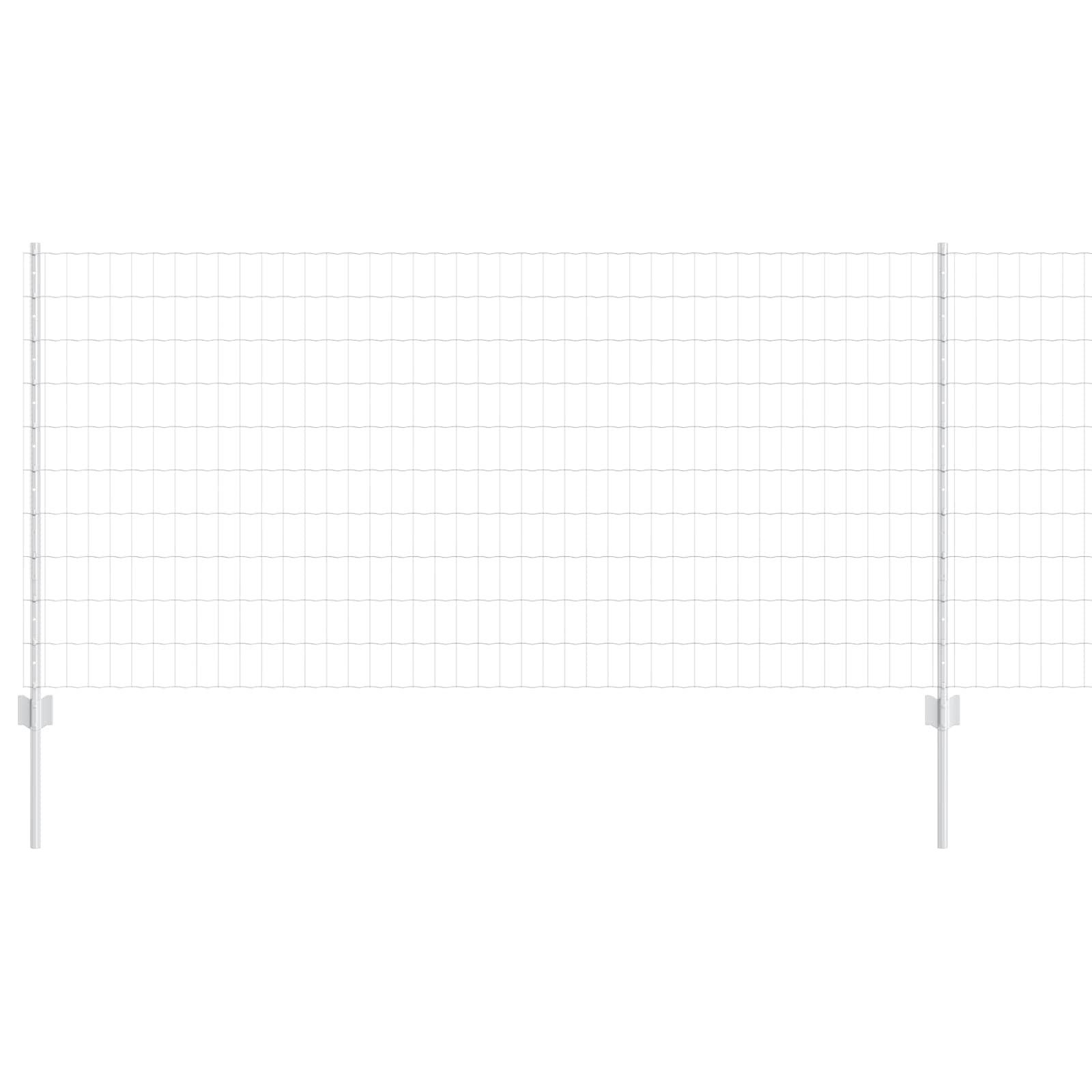 vidaXL Gartenzaun Euro-Zaun mit Pfosten 25 x 1 m Verzinkter Stahl Silber Netz, (1-St)