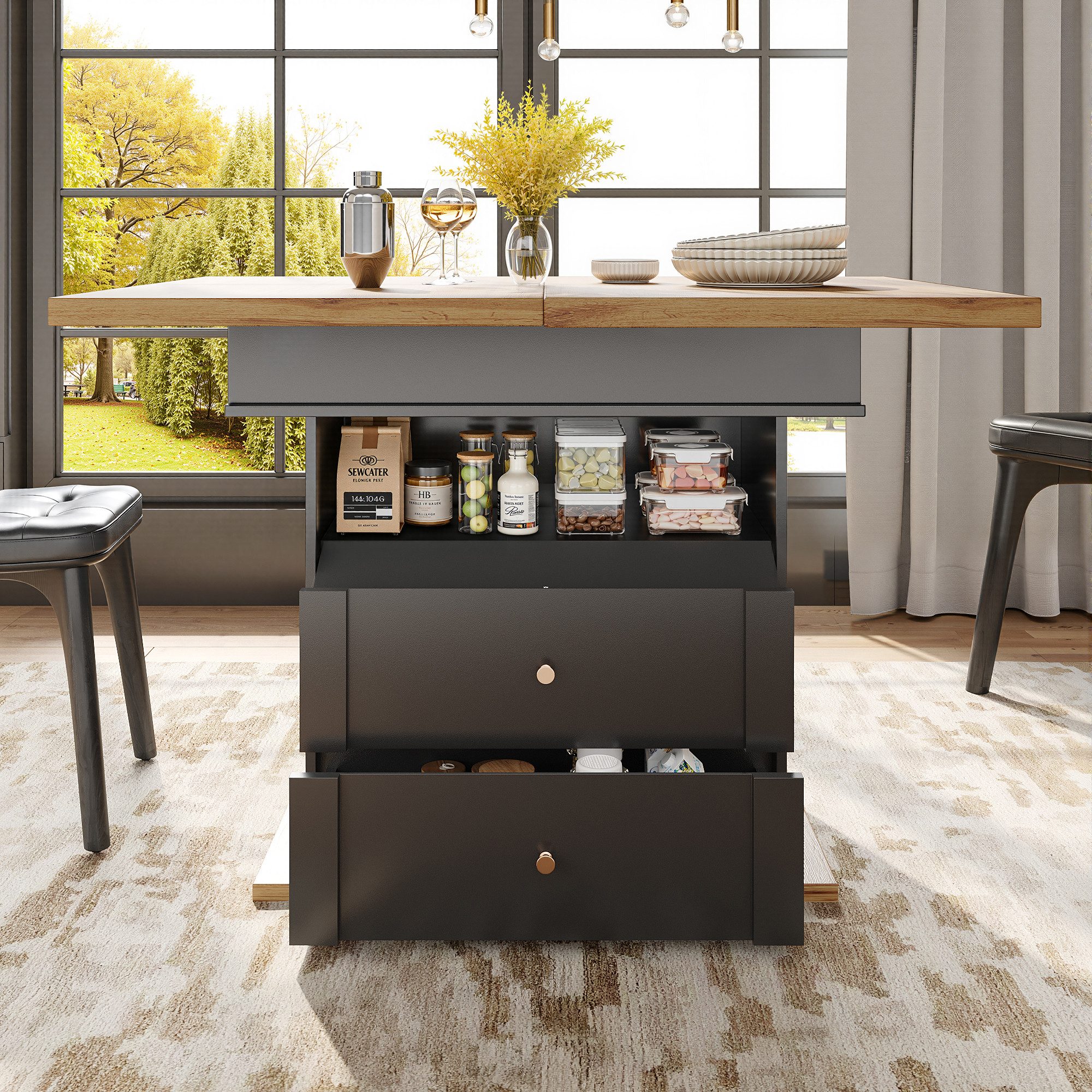 OKWISH Esstisch Multifunktionaler Ausziehtisch (Ausziehbarer Teleskoptisch 110-140 cm, Platzsparend & Multifunktional, 1-St)
