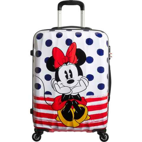 American Tourister® Hartschalen-Trolley Disney Legends, Minnie Blue Dots, 65 cm, 4 Rollen, Kinderreisekoffer Aufgabegepäck Reisekoffer Zahlenschloss
