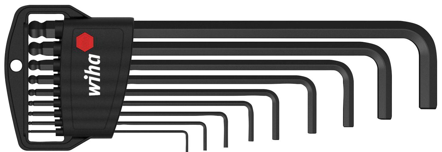 schwarzoxidiert Wiha 10-tlg., Sechskant-Kugelkopf, Classic-Halter, (03879), im Werkzeugset Stiftschlüssel
