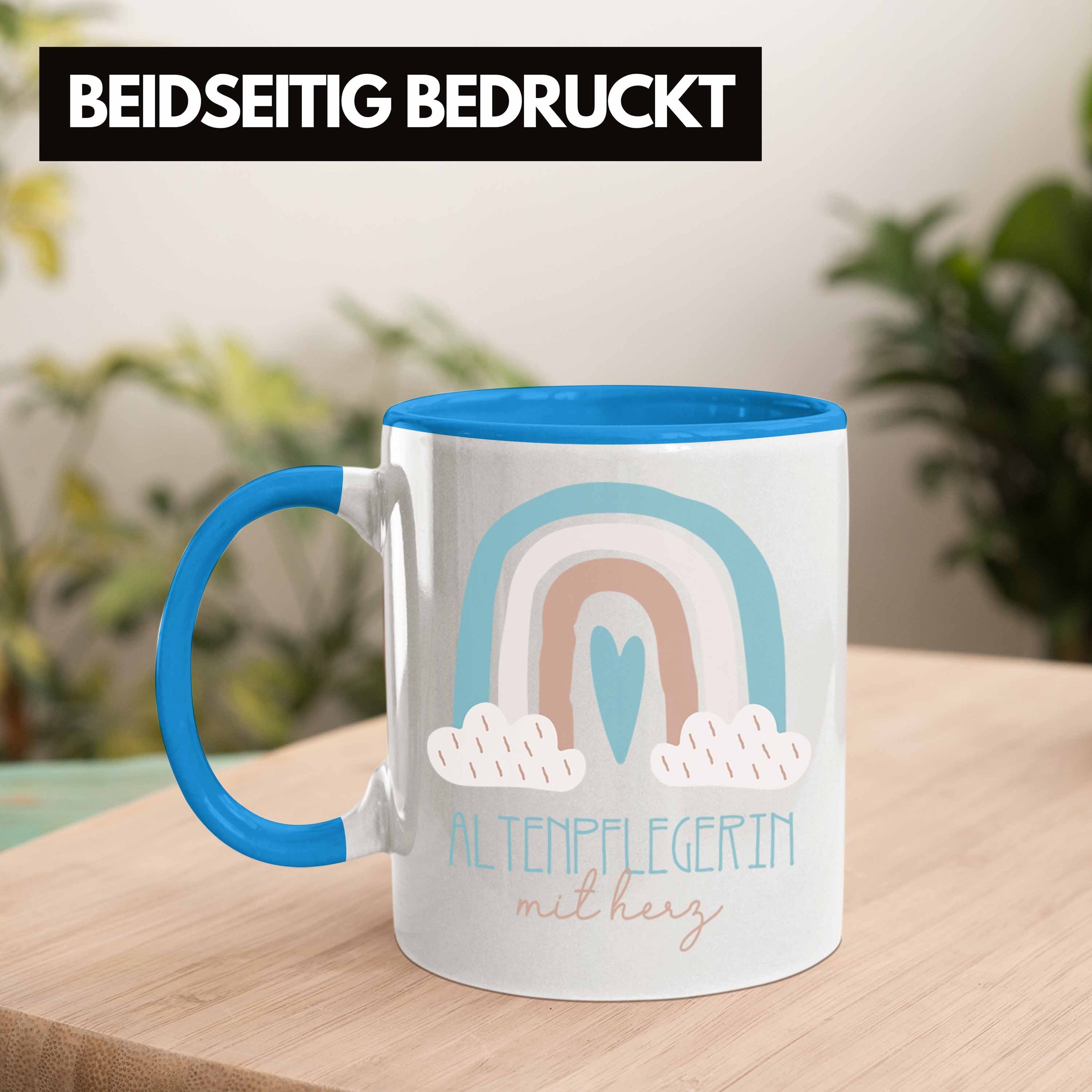 Geschenk für Kaffeetassse Tasse Tasse Geschenkidee Altenpflege Blau Altenp Danke Trendation