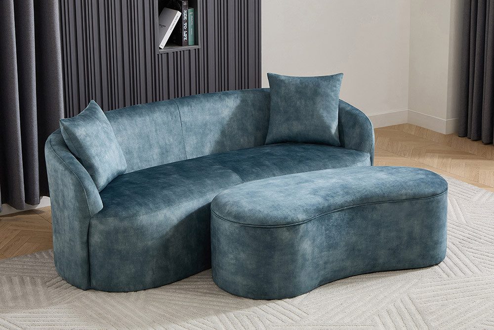 riess-ambiente 2-Sitzer ELEMENTAL 180cm petrol - Samt, Federkern, inkl. Zierkissen, weich, Einzelartikel 1 Teile, Extravagante Couch - ideal für Wohnzimmer, Schlafzimmer oder Lounge