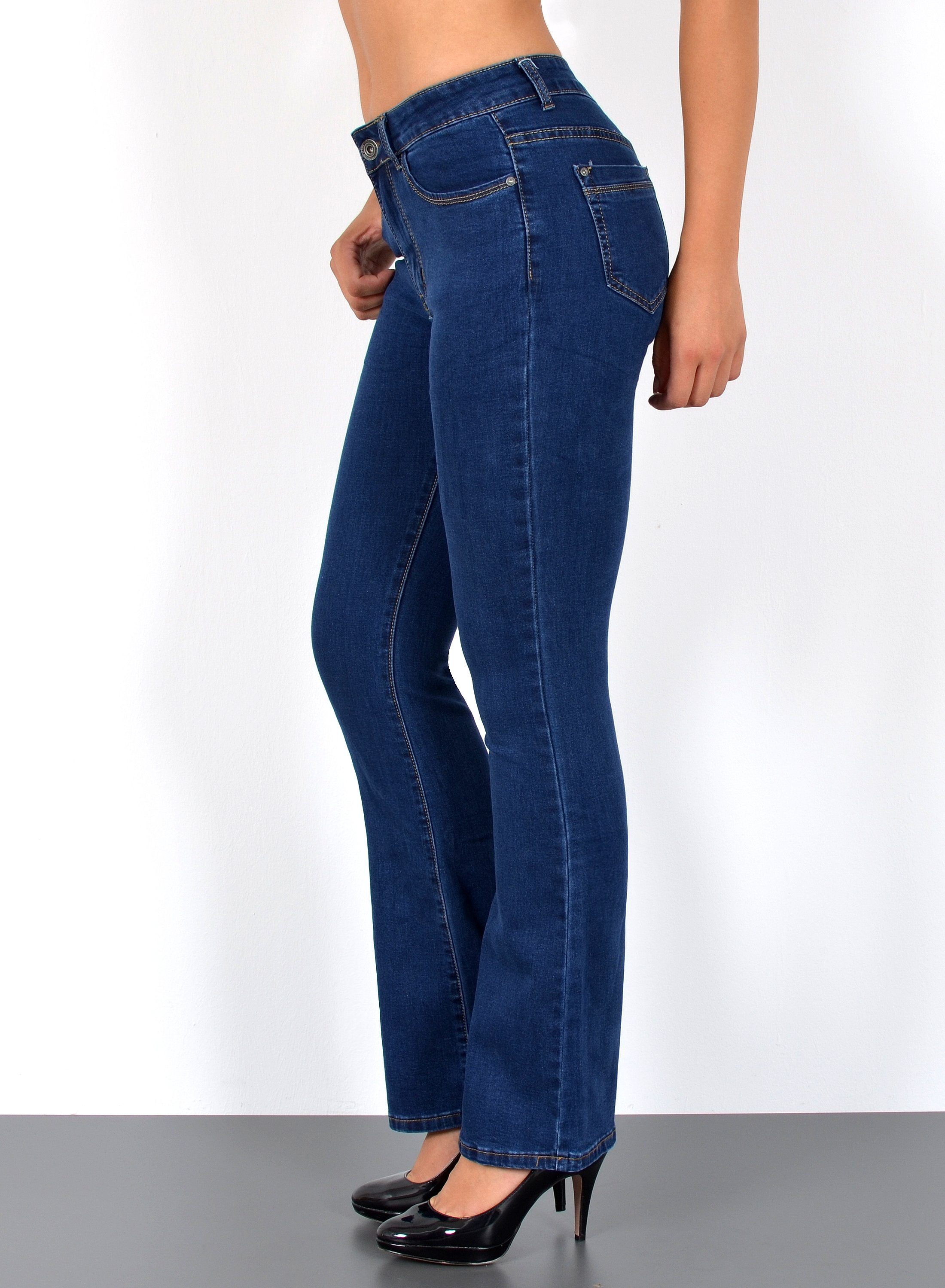 ESRA Bootcut-Jeans Bootcut Jeans Damen High Waist Stretch Wide Leg Jeans bi günstig online kaufen