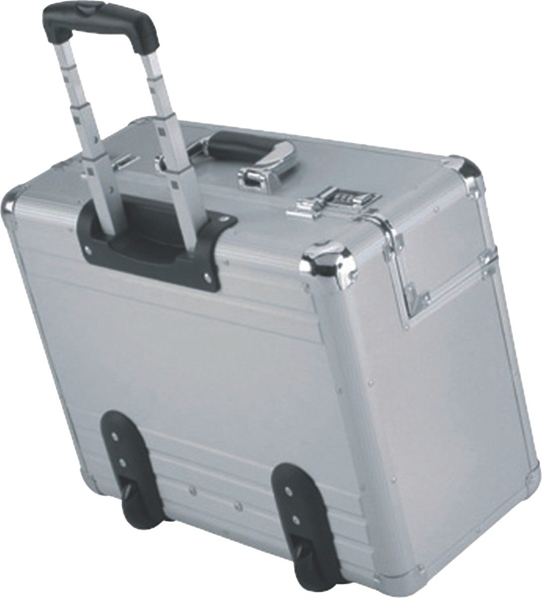 Aktentasche Alu-Pilotenkoffer 48x38x23 cm mit Trolleysystem silber (3 Stück)