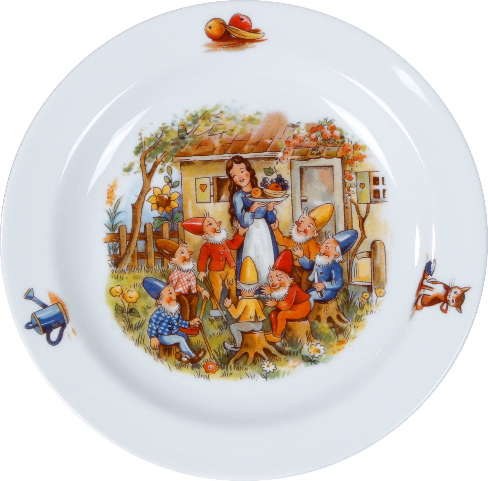 L.E.R.D.93 Kindergeschirr-Set Kindergedeck 3-tlg. Porzellan, buntes Märchenmotiv "Schneewittchen", Porzellan, Wunderschönes buntes Märchenmotiv "Der Froschkönig" .