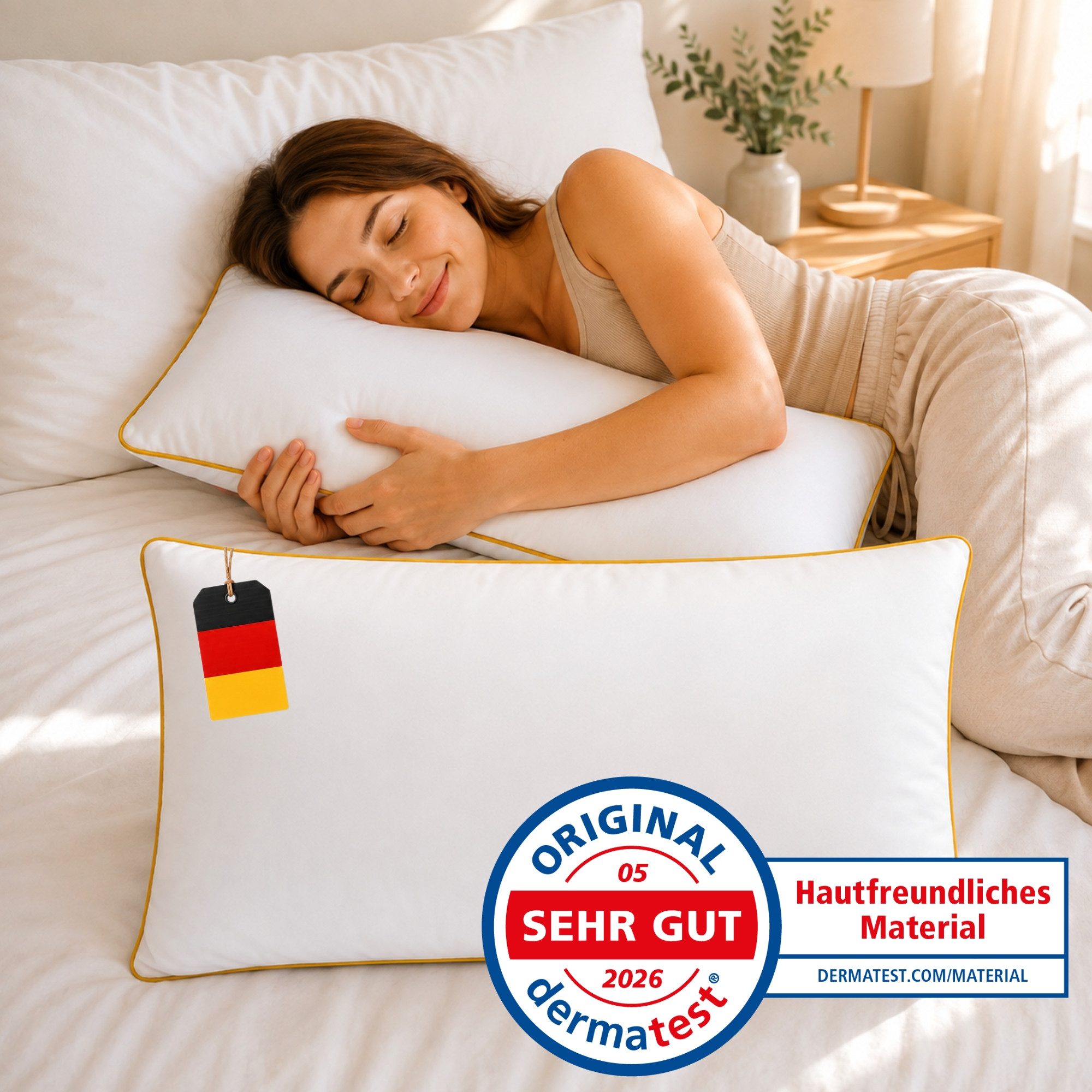 EVAN BROWNS Kopfkissen mit Baumwollbezug Schlafkissen für Luxus-Hotelgefühl, Füllung: Polyester, Seitenschläfer, Bauchschläfer, Rückenschläfer, Mikrofaser Kopfkissen 40x80 Baumwolle Hotelkissen Waschbar