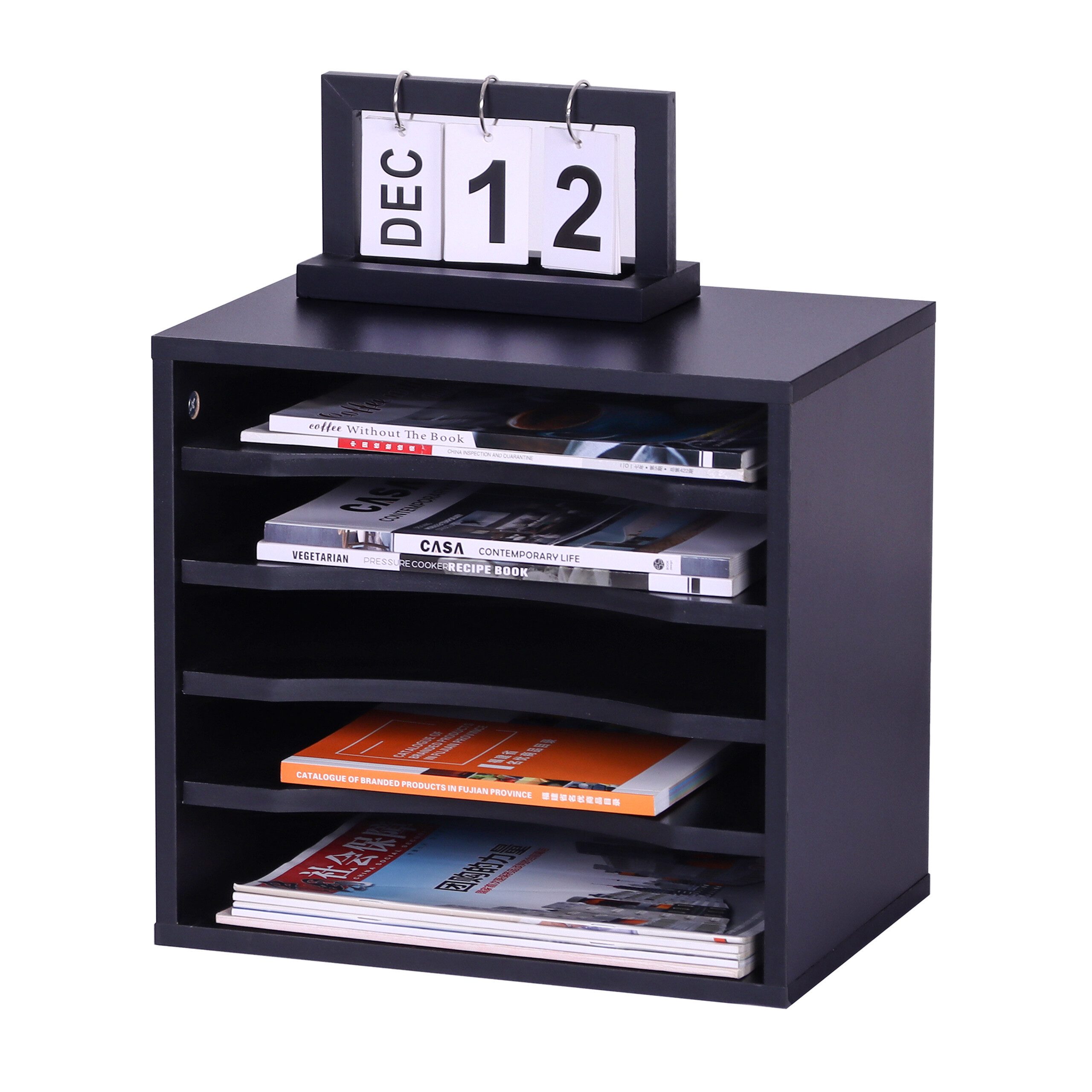 relaxdays Briefablage Хранение документов 5 Fächer (1-St), schwarz