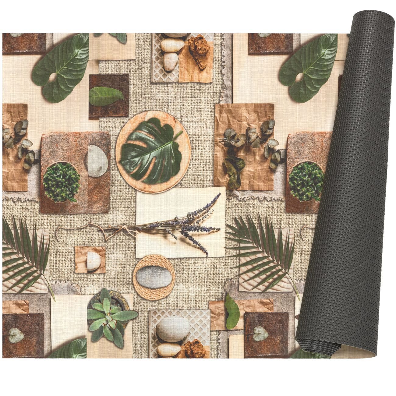 ANRO Küchenläufer Premium Terra Botanica RANNA Läufer Küchenteppich Stoff-Teppich, Rechteckig, Höhe: 3 mm, Stoff schmutzabweisend 67x100cm Industrie Beige robust