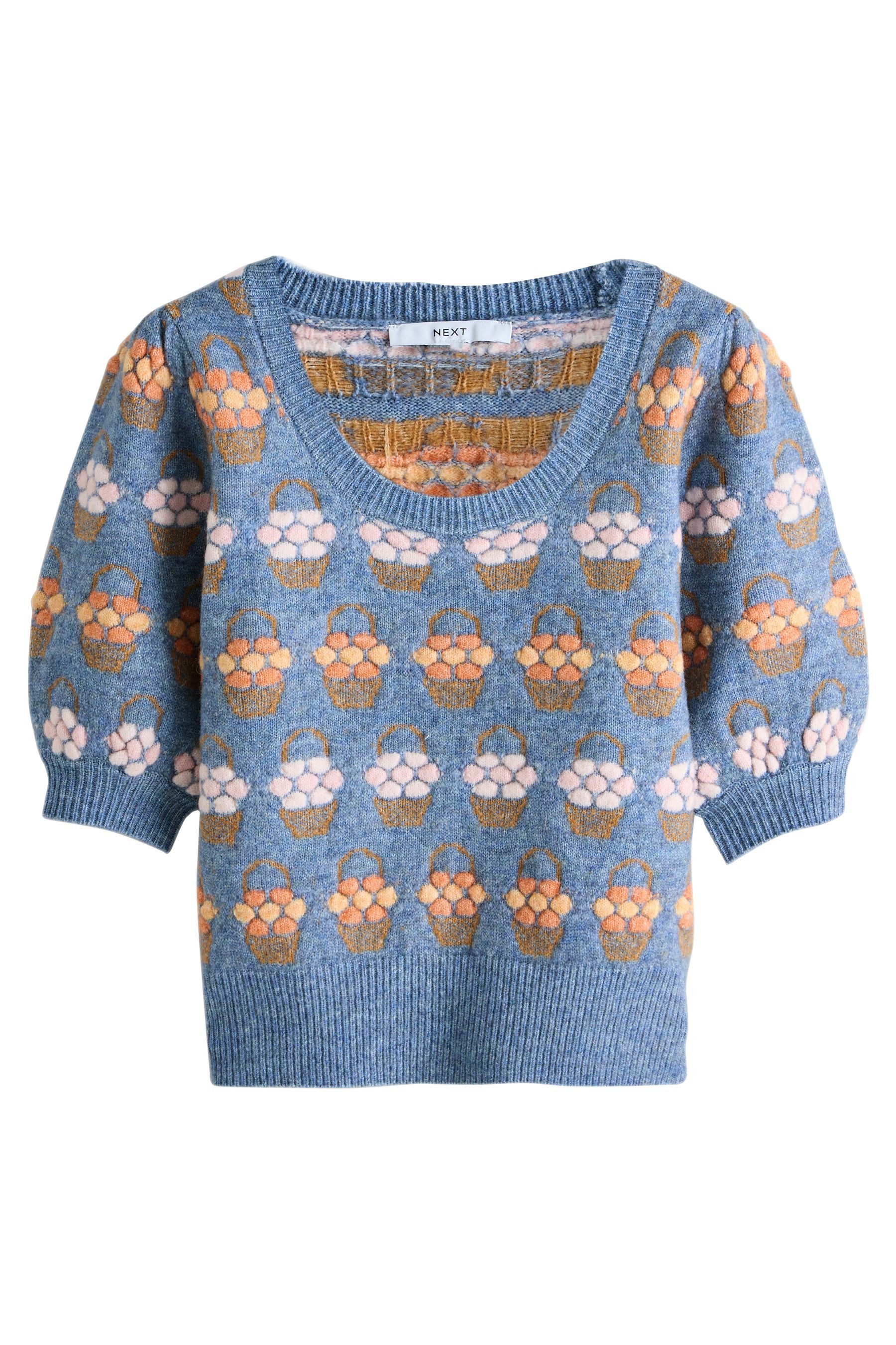 Strickpullover Gestricktes Oberteil mit Puffärmeln