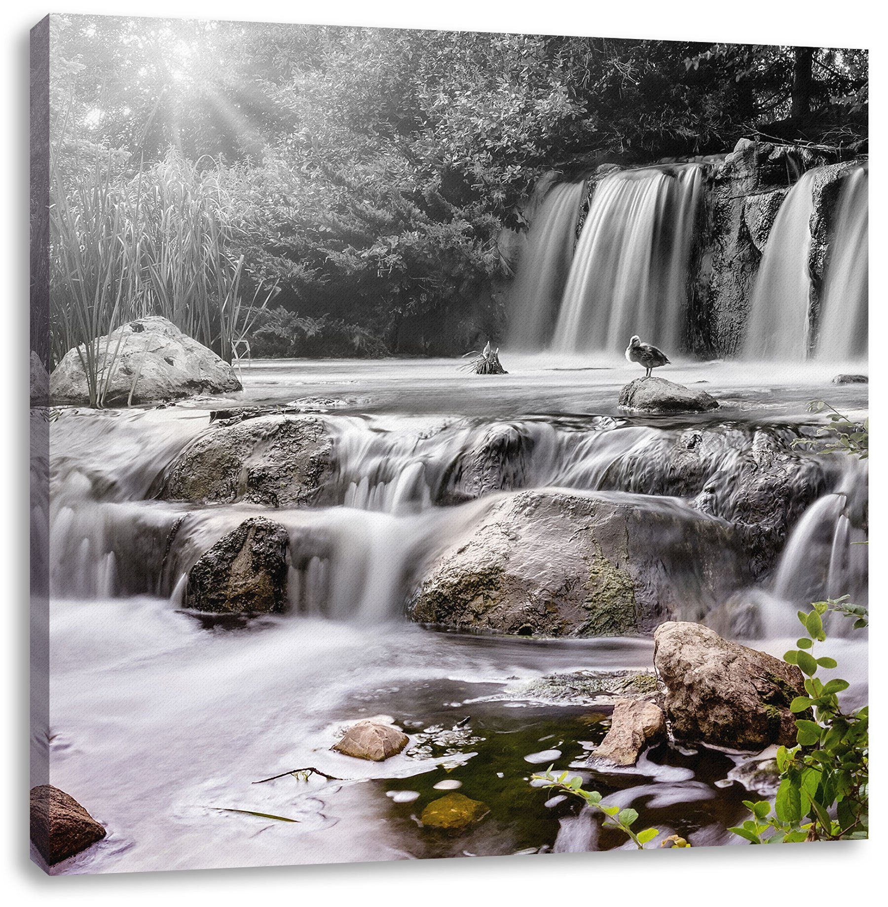 Pixxprint Leinwandbild Wasserfall, Wasserfall (1 St), Leinwandbild fertig bespannt, inkl. Zackenaufhänger