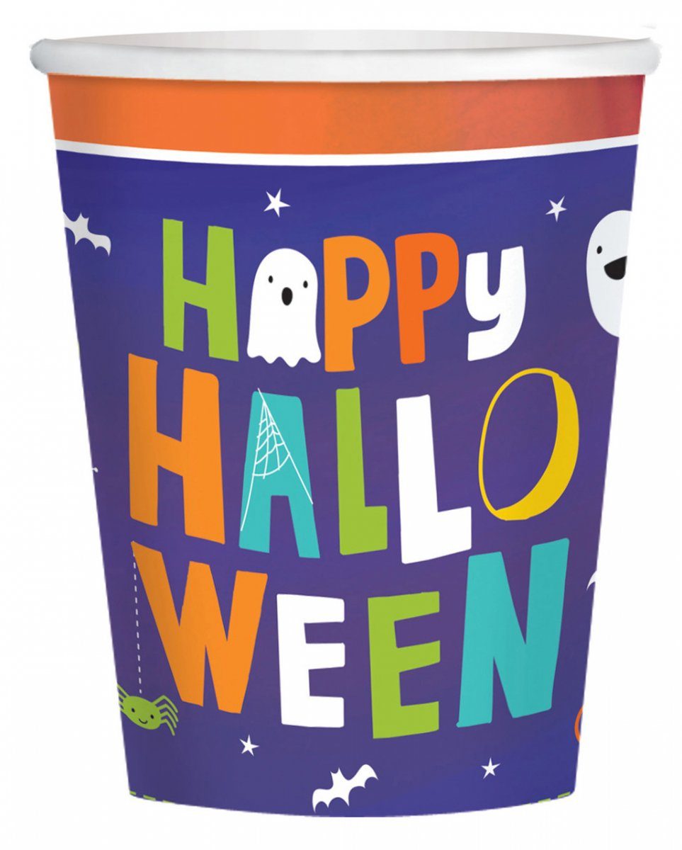 Horror-Shop Dekofigur 8 Stück Happy Halloween Becher als Partygeschirr | Dekofiguren