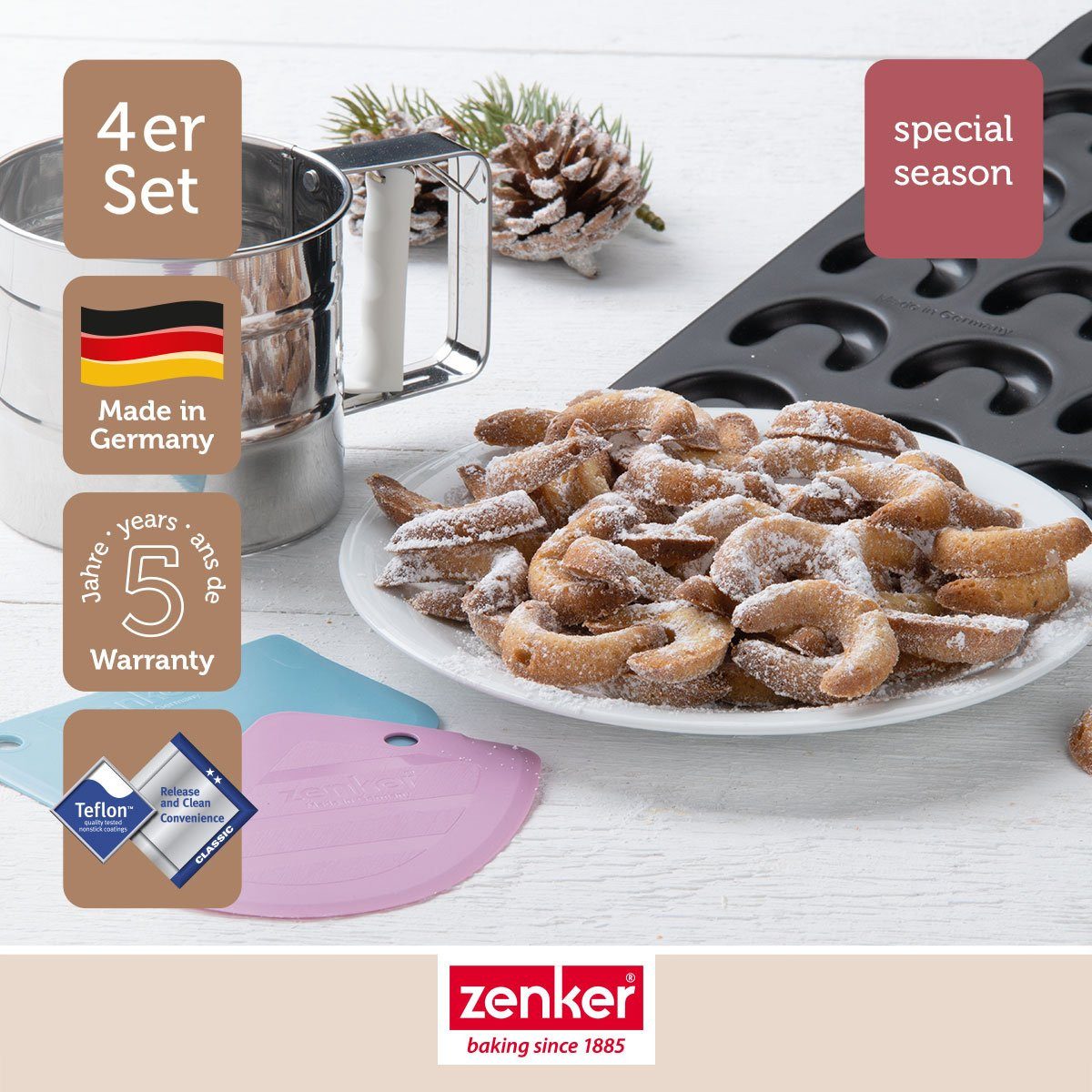Zenker Back-Set Zenker Kipferl/Mehlsieb/Teigkarte BUNDLE