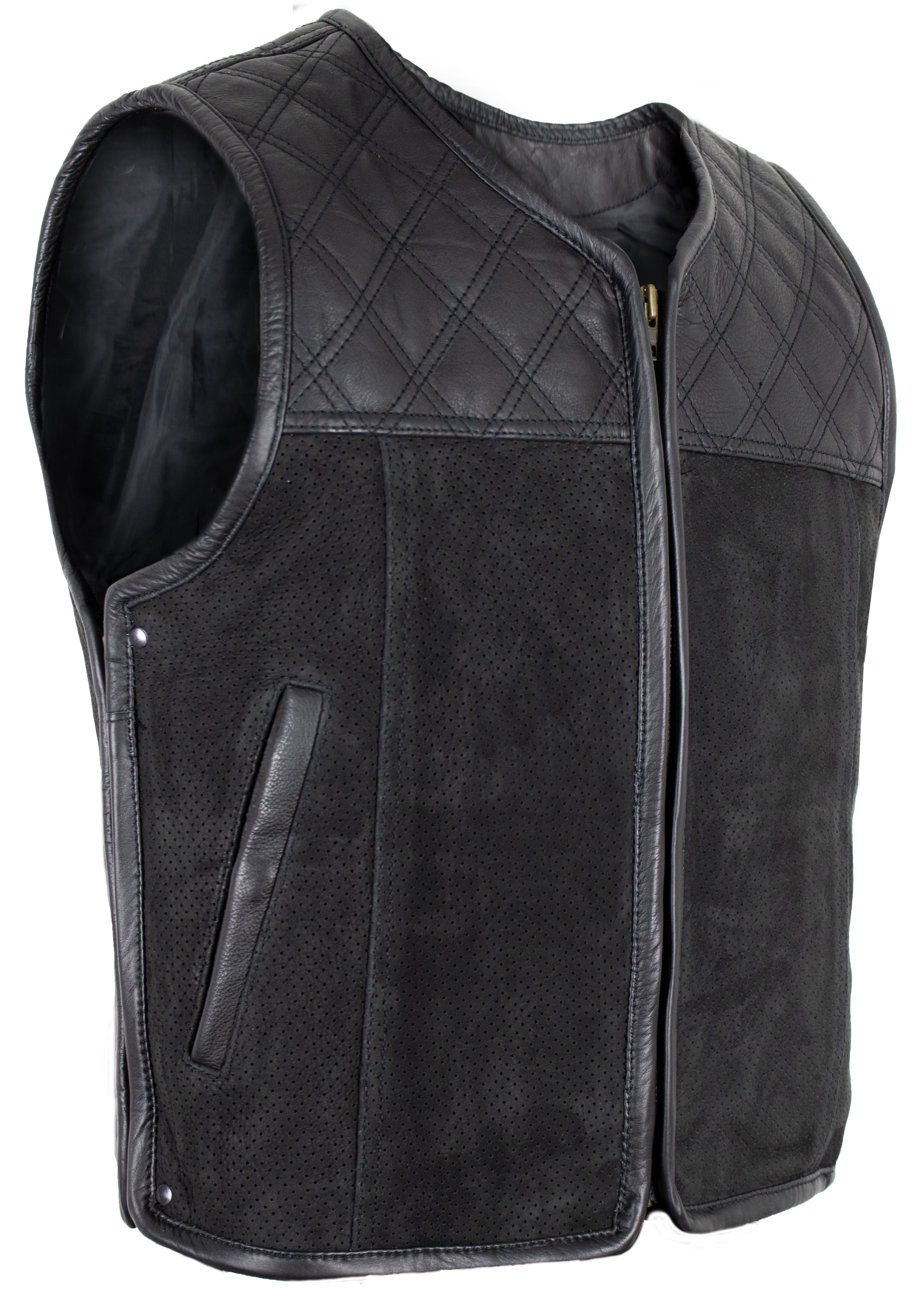 MDM Motorradweste Herren Lederweste Hunter Motorrad Club Weste Kutte / Nubu günstig online kaufen