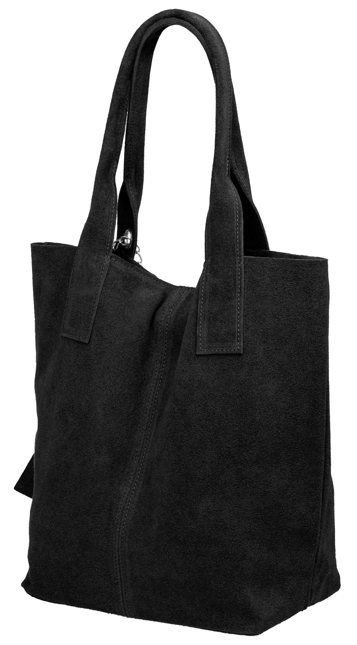 Caspar Schultertasche große Wildleder Shopper Damen Tasche - CLASSIC LINE - Modell No.828, 100% italienisches Leder - mit stylischer Metallkette & Zusatztasche – Bild 3 von 5