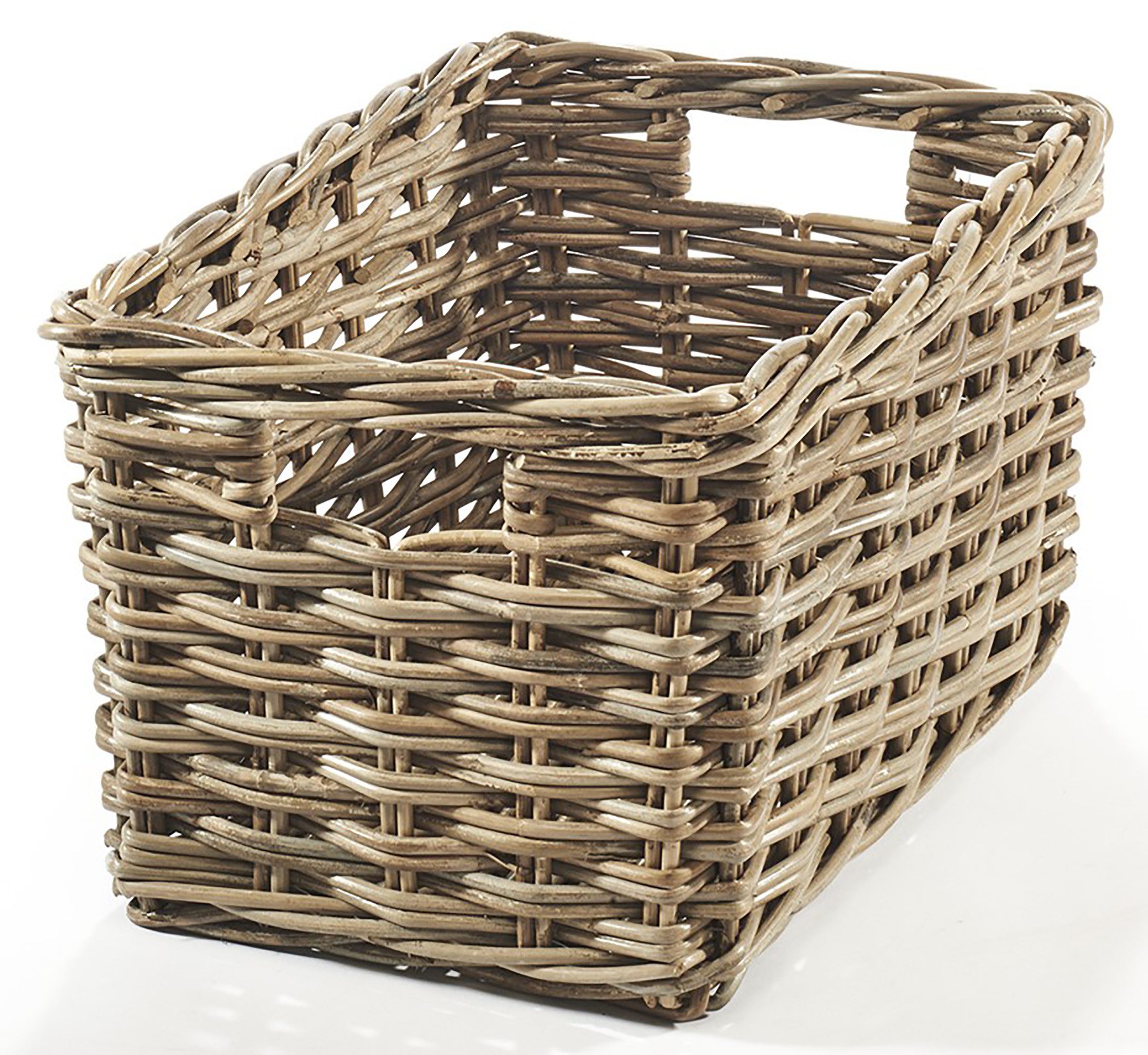Aufbewahrungskorb Regalkorb Rattan kubu mit Grifflöchern – Größe S