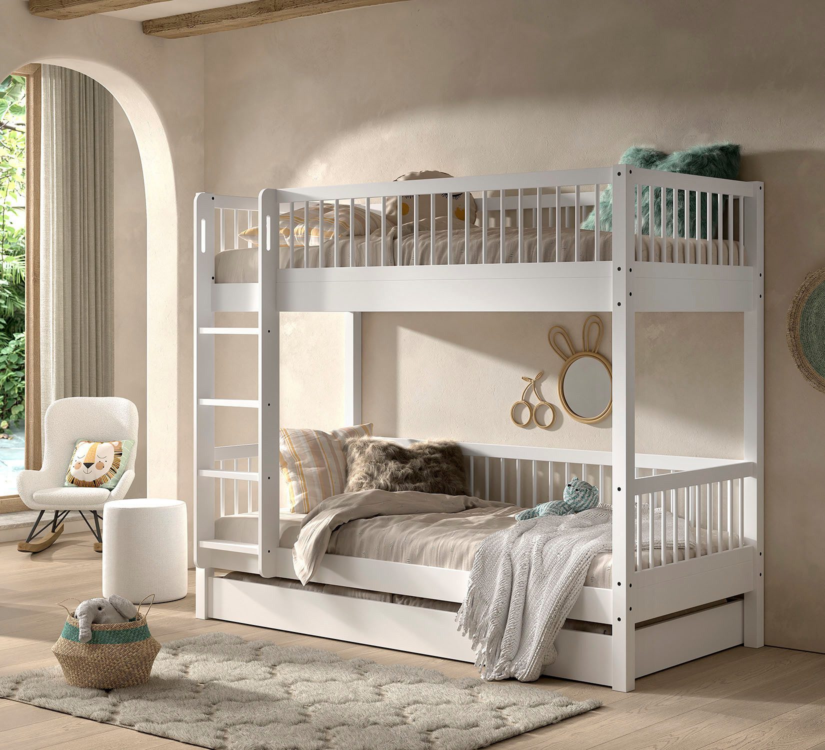 Home affaire Etagenbett "Buche massiv weiß, Made in Europe, langlebige Qual günstig online kaufen