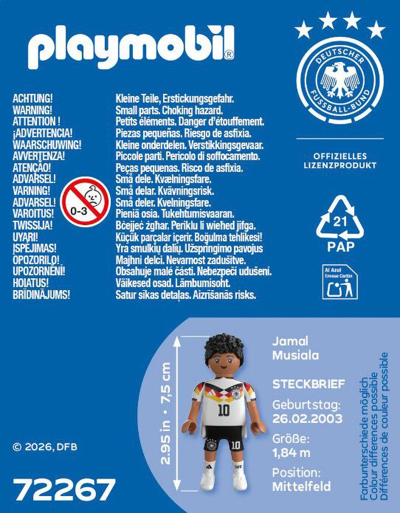 Playmobil® Jamal Musiala (72267), DFB Konstruktions-Spielset, Made in Europe – Bild 3 von 3