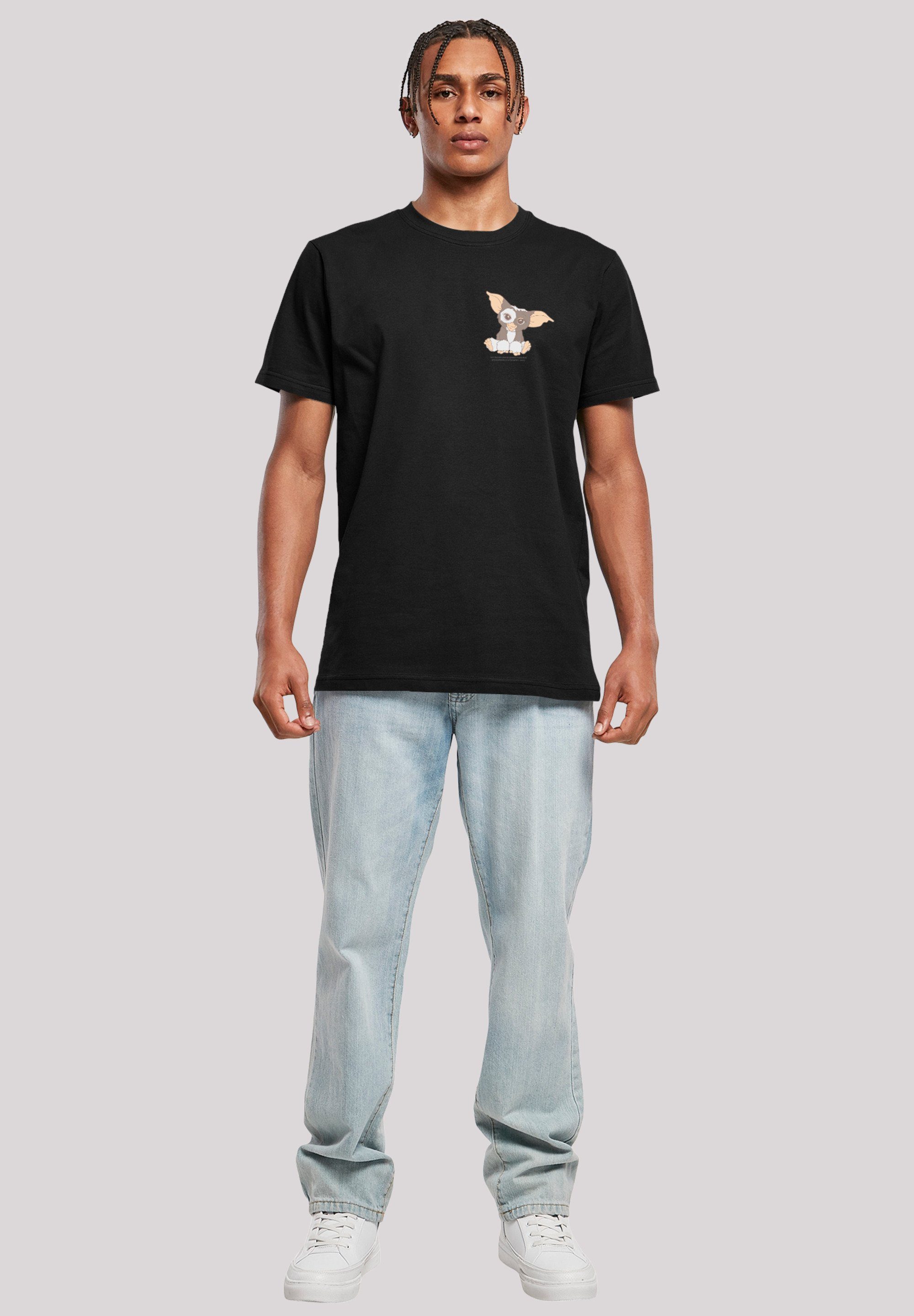 Neck (1-tlg) T-Shirt black F4NT4STIC with -BLK Gremlins and Gizmo Chest Herren Kurzarmshirt Round