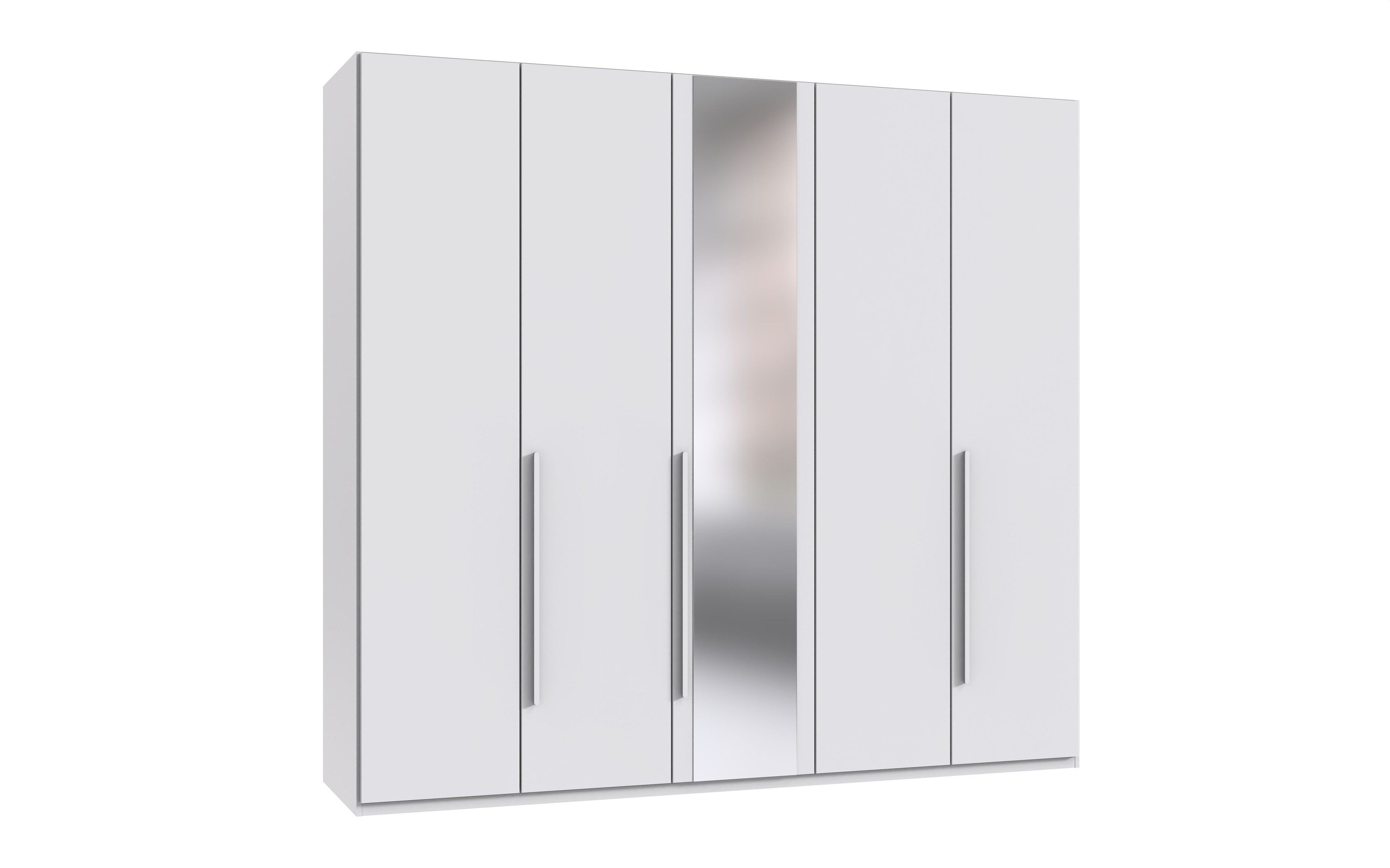 freiraum Drehtürenschrank LONDON inkl. Inneneinteilung, WEISS / SPIEGEL - 225x208x58cm (BxHxT)