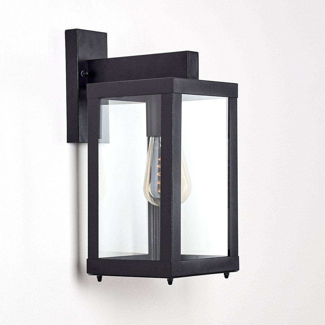 eckige Eingangsbereich in für aus mit hofstein abwärts Außenleuchte den Lichteffekt Wandaußenlampe ohne Metall/Glas moderne schwarz, mit Leuchtmittel, »Poggio« Außen-Wandleuchte E27,