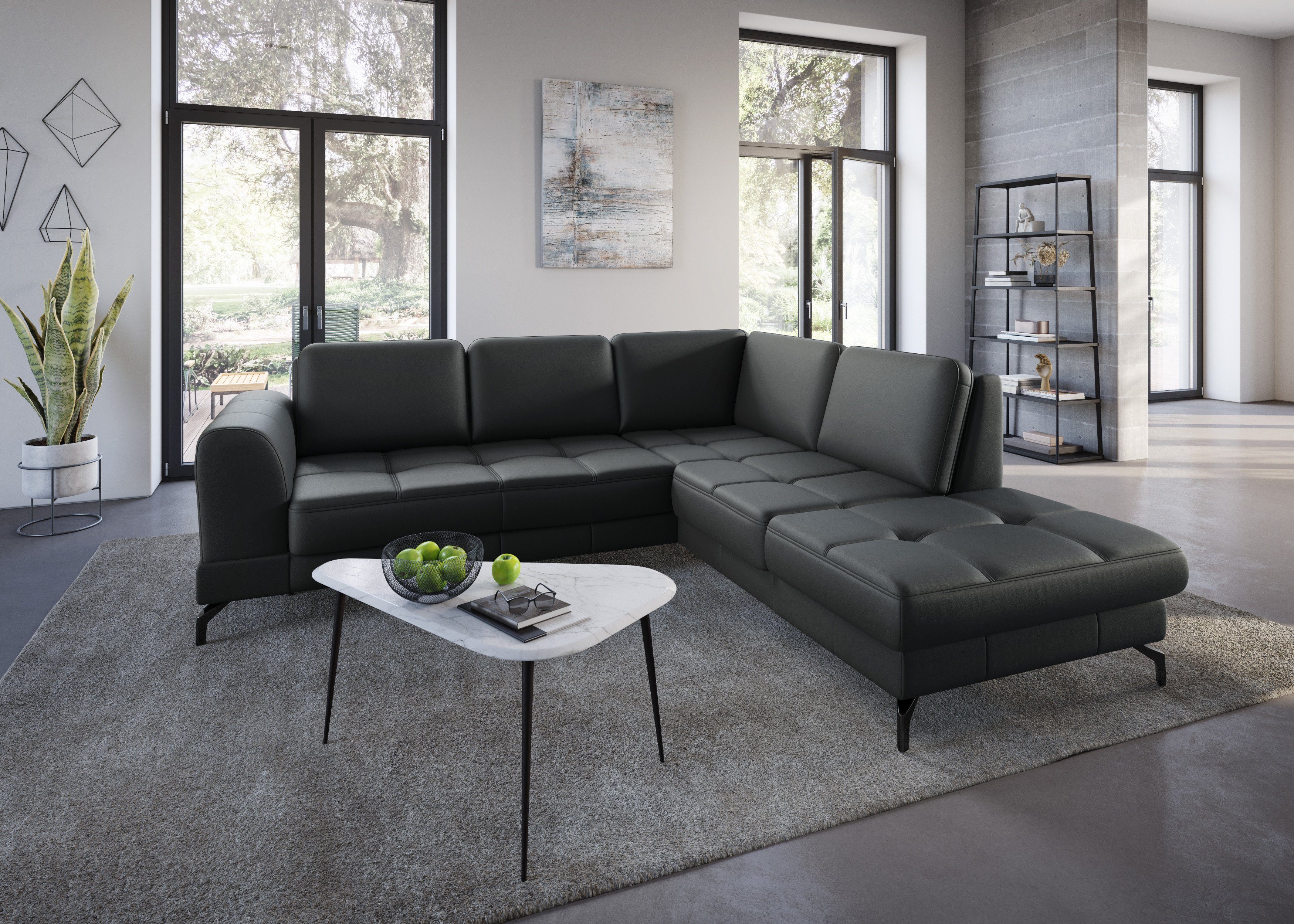 sit&more Ecksofa Bendigo L-Form, inklusive Sitztiefenverstellung, Bodenfreiheit 12 cm, in 2 Fußfarben