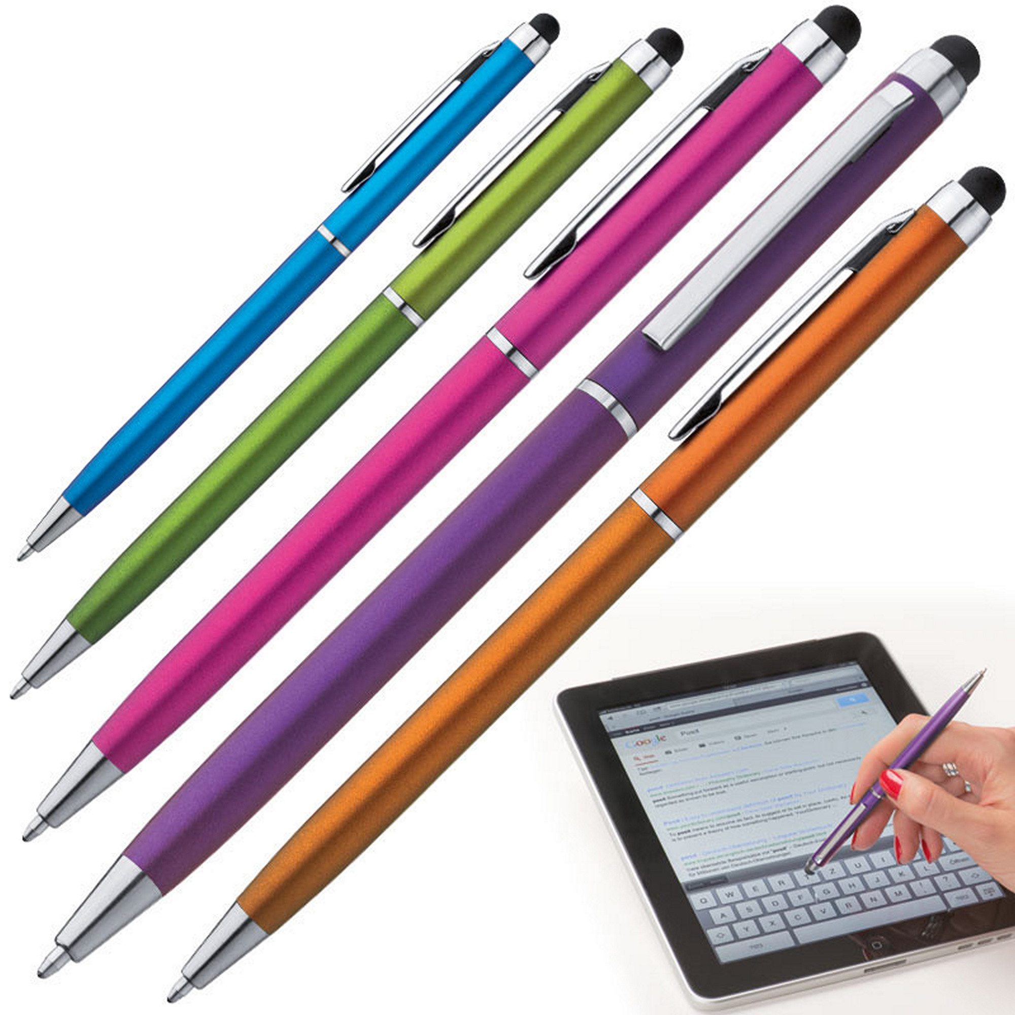 Macma Kugelschreiber 5 Touchpen Kugelschreiber / Farbe: je 1x pink, orange, lila, hellblau