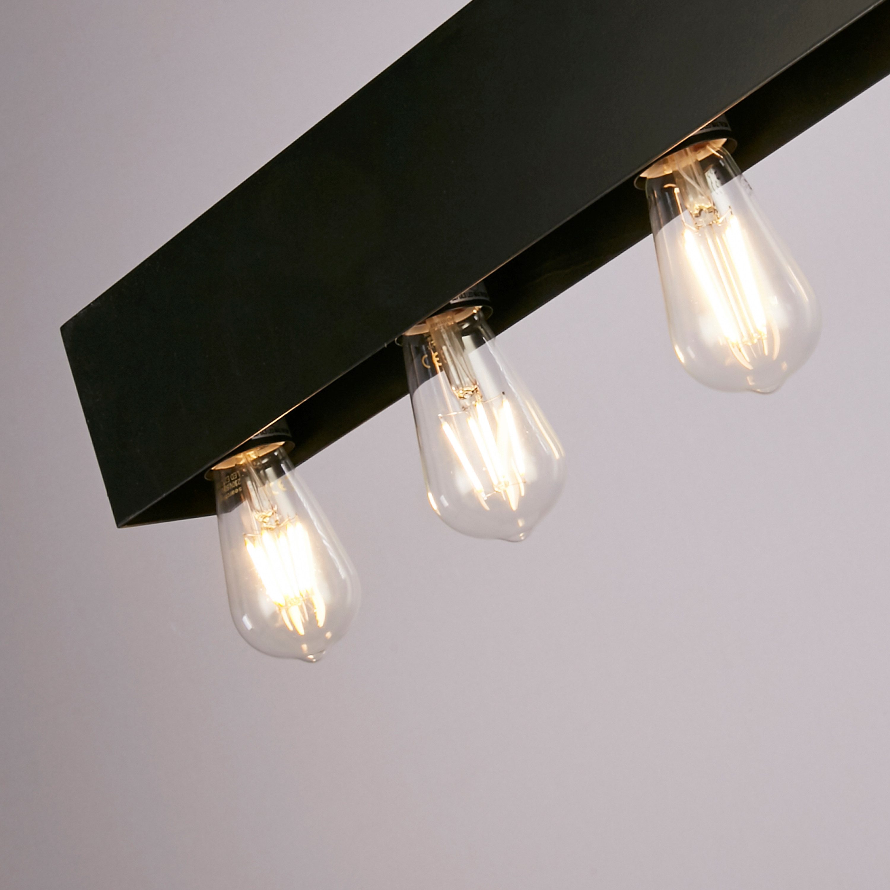 Searchlight Hängeleuchte Piano 8Lt Diner Bar Pendant - Matt Black Metal, Leuchtmittel wechselbar