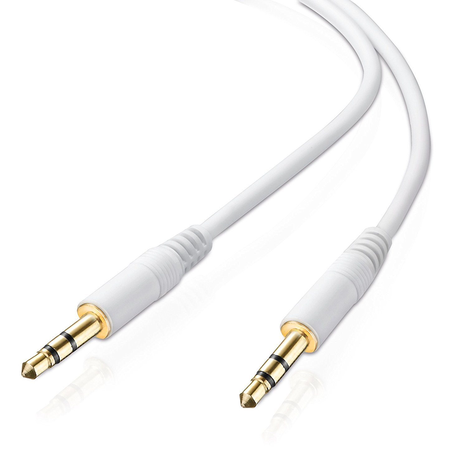 adaptare adaptare 2 m Stereo-Aux-Kabel 2-mal 3,5-mm-Stecker Klinke  vergoldet Audio-Kabel, weißes Klinkenkabel mit sehr dünnen elegant  wirkenden vergoldeten Steckern