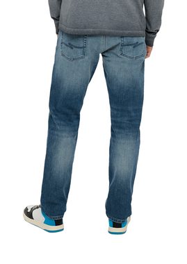 QS Stoffhose Jeans Pete / Regular Fit / Mid Rise / Straight Leg Destroyes, Waschung, Label-Patch