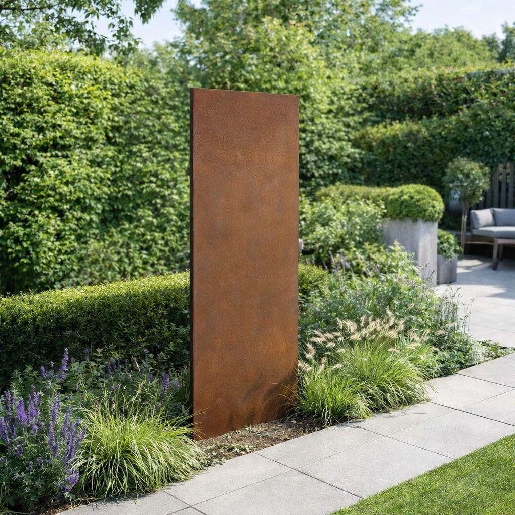 ESTEXO Sichtschutzelement Sichtschutz Rost Metall Gartenzaun 150x50cm Steckfuß Sichtschutzwand