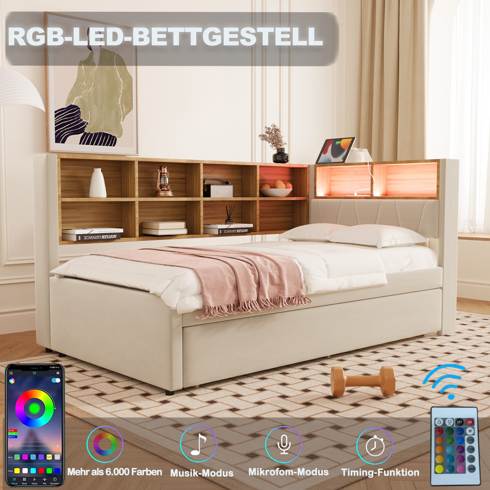 REDOM Kinderbett Doppelbett Stauraumbett Gästebett (Daybett günstig online kaufen