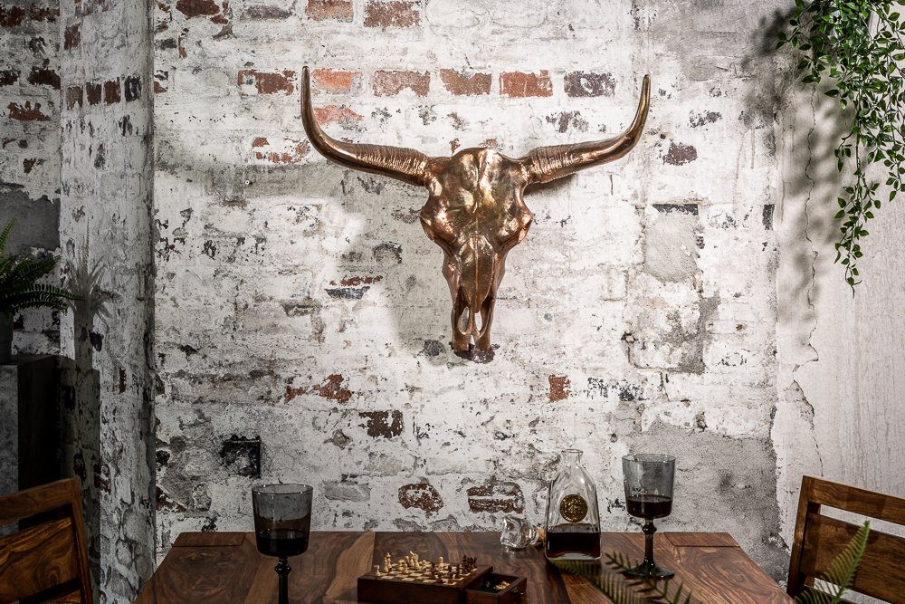 riess-ambiente Wanddekoobjekt MATADOR 70cm kupfer, Stierkopf · Skulptur · Metall · Wanddekoration