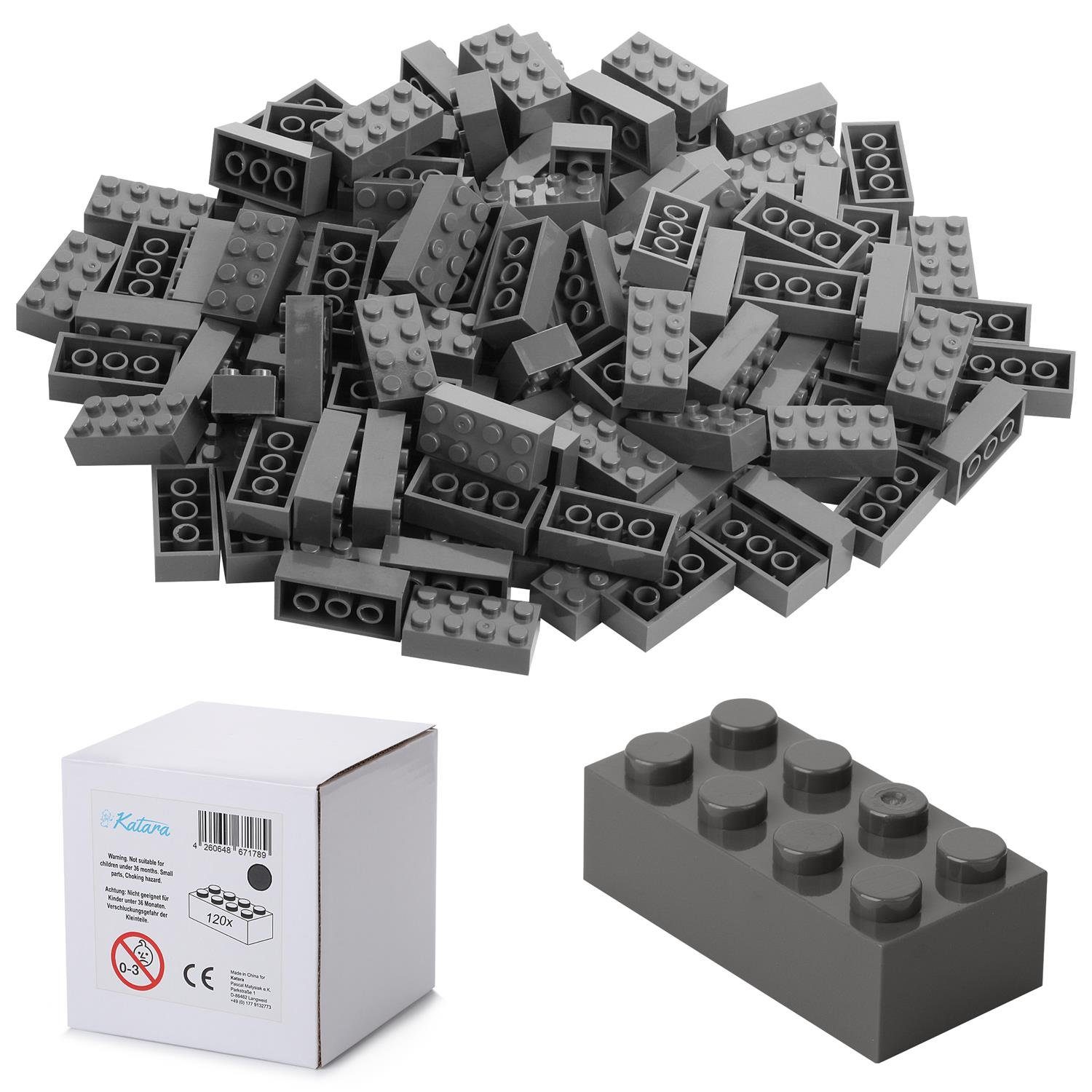 Katara 120 Steckbausteine 4x2 Noppen, Spielzeug Konstruktionsspielsteine, (Packung), 100% Kompatibel Sluban, Papimax, Q-Bricks, LEGO®